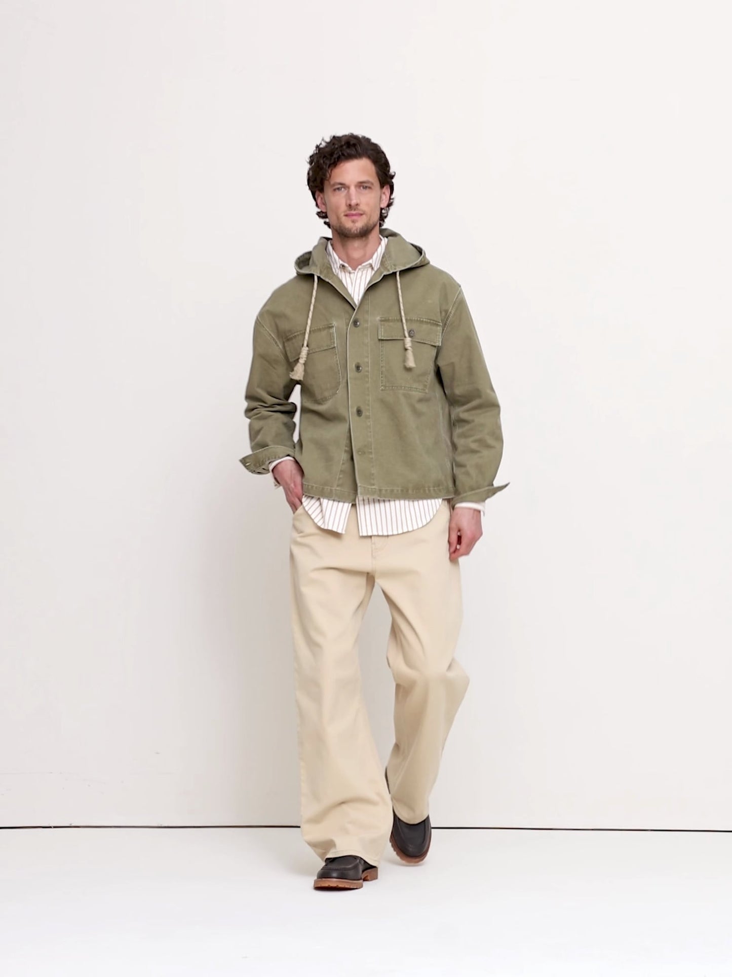 Cotton Twill Hooded Overshirt
