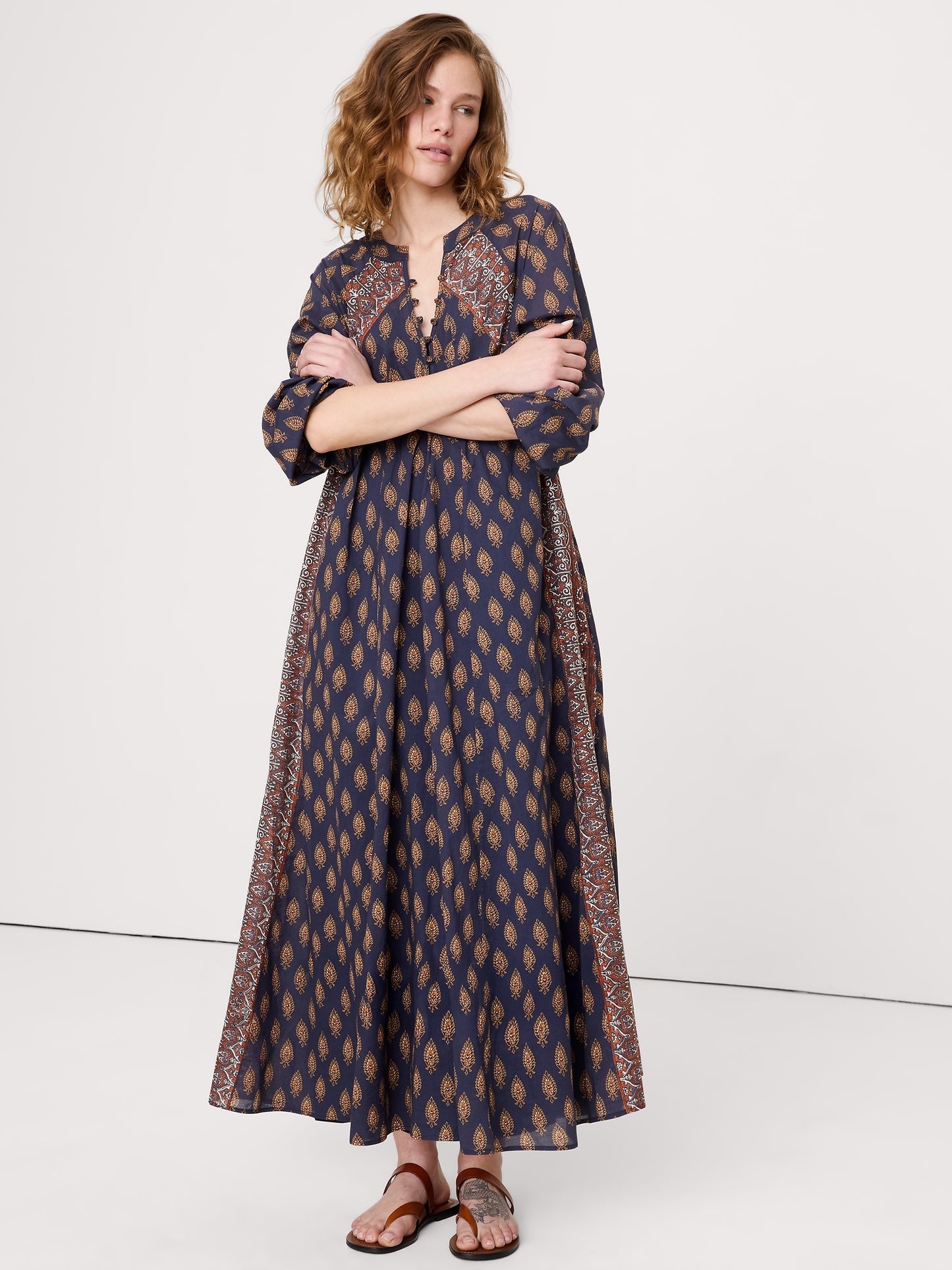 Lightweight Cotton Kaftan Maxi Dress