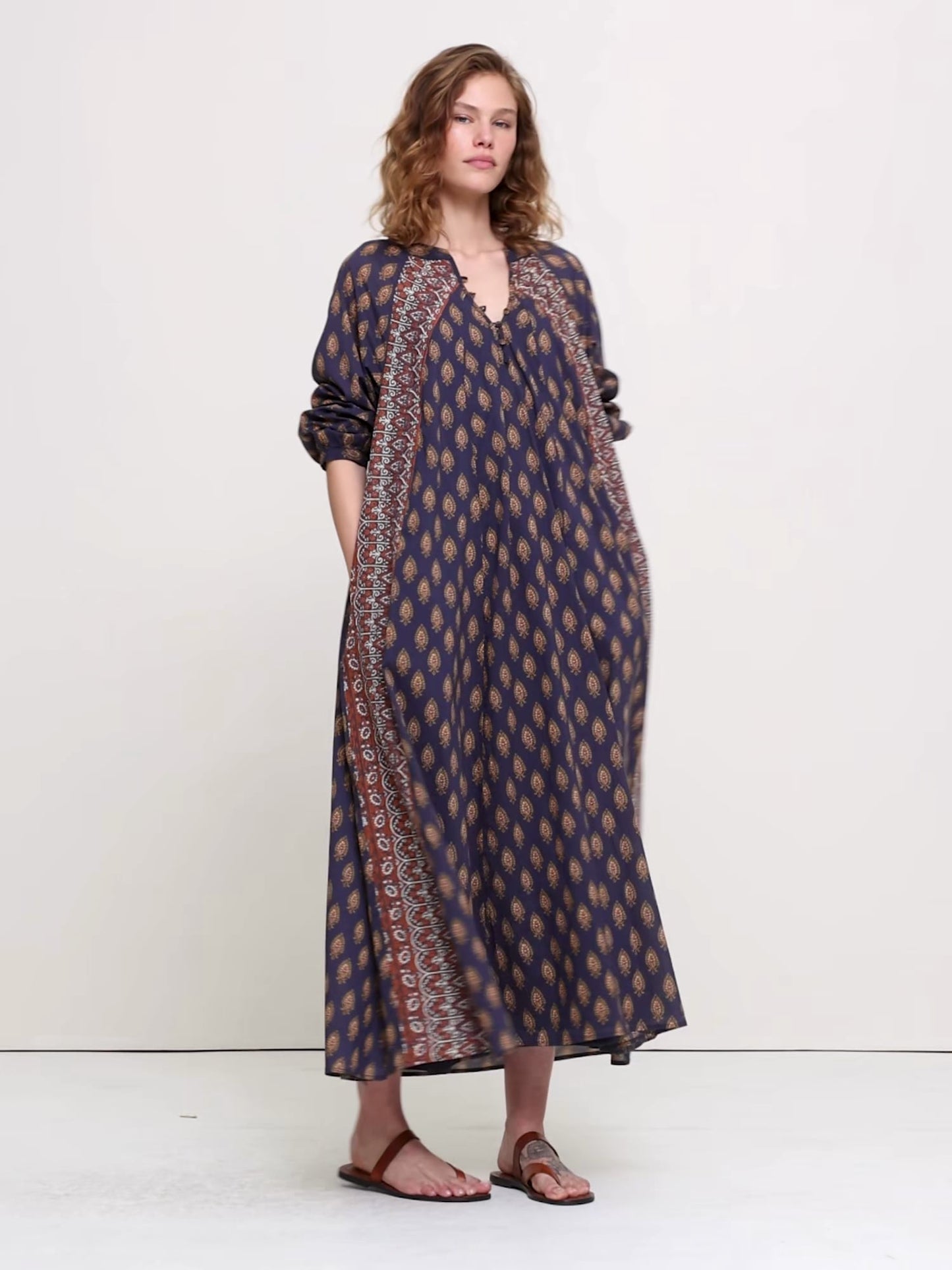 Lightweight Cotton Kaftan Maxi Dress