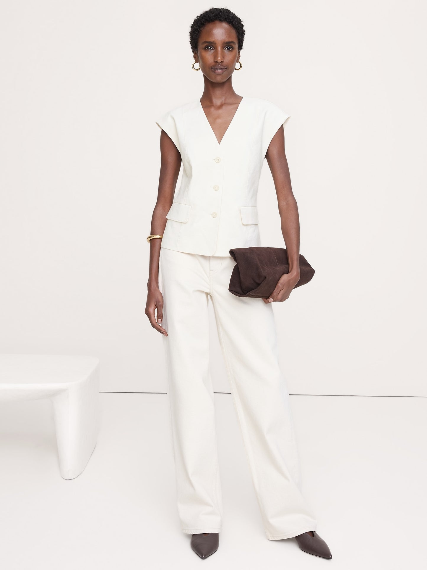 Stretch Linen-Viscose Vest