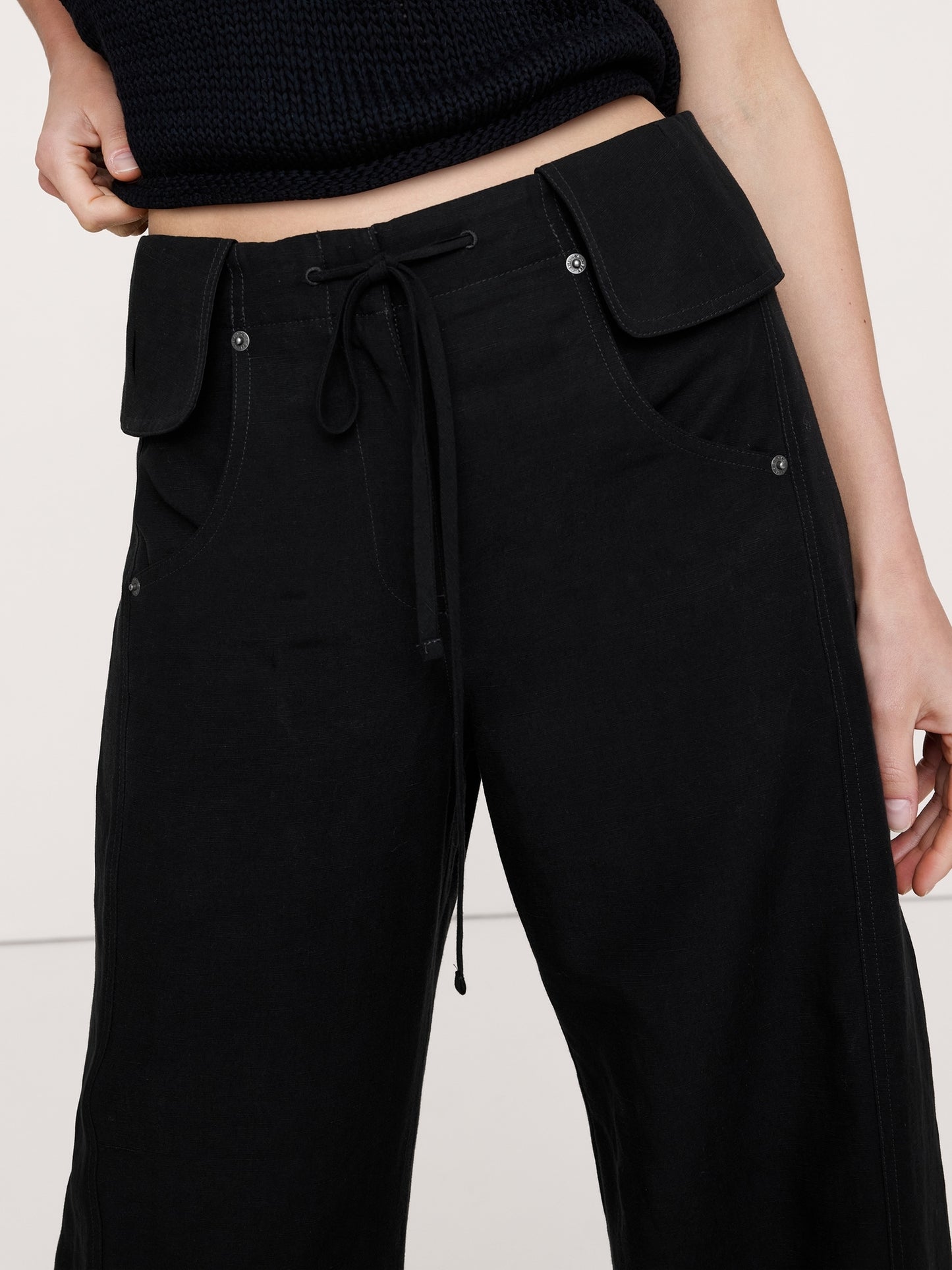 Wide-Leg TENCEL™-Linen Pant with Foldover Waistband