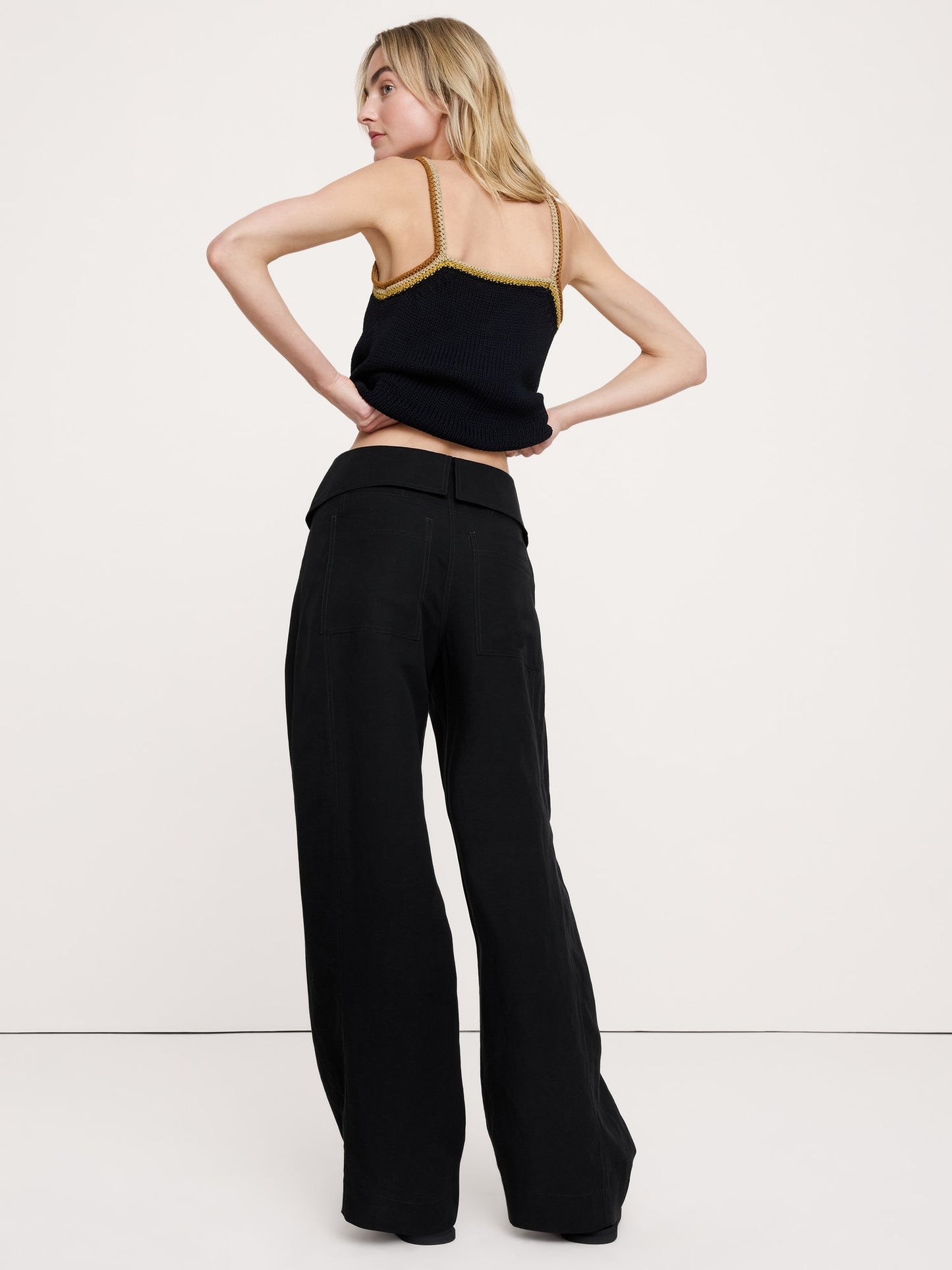 Wide-Leg TENCEL™-Linen Pant with Foldover Waistband
