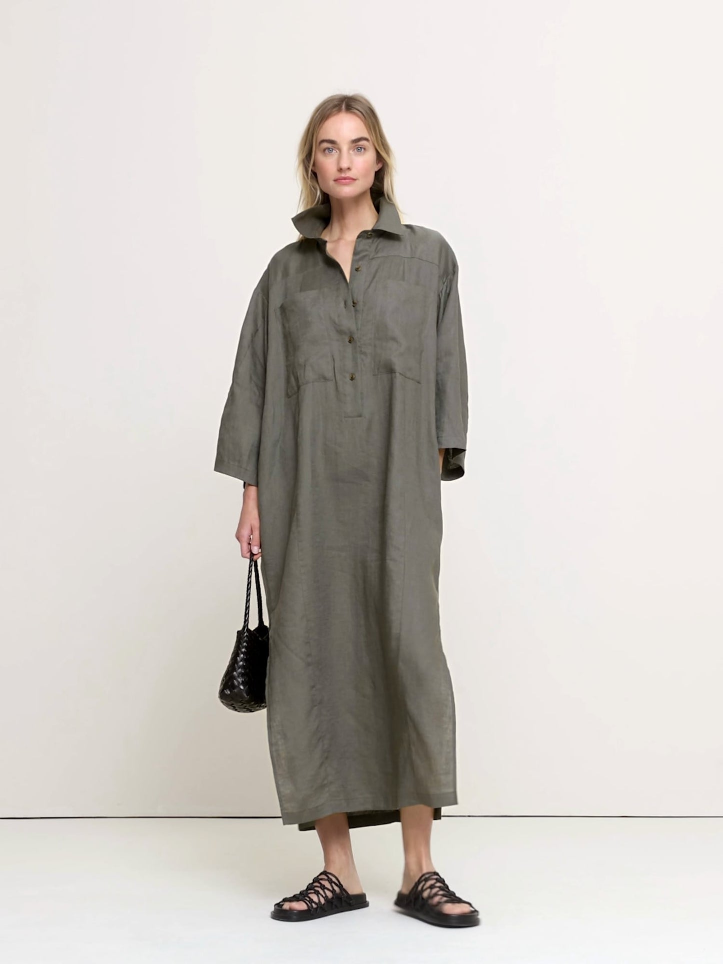 Linen Popover Shirt Dress