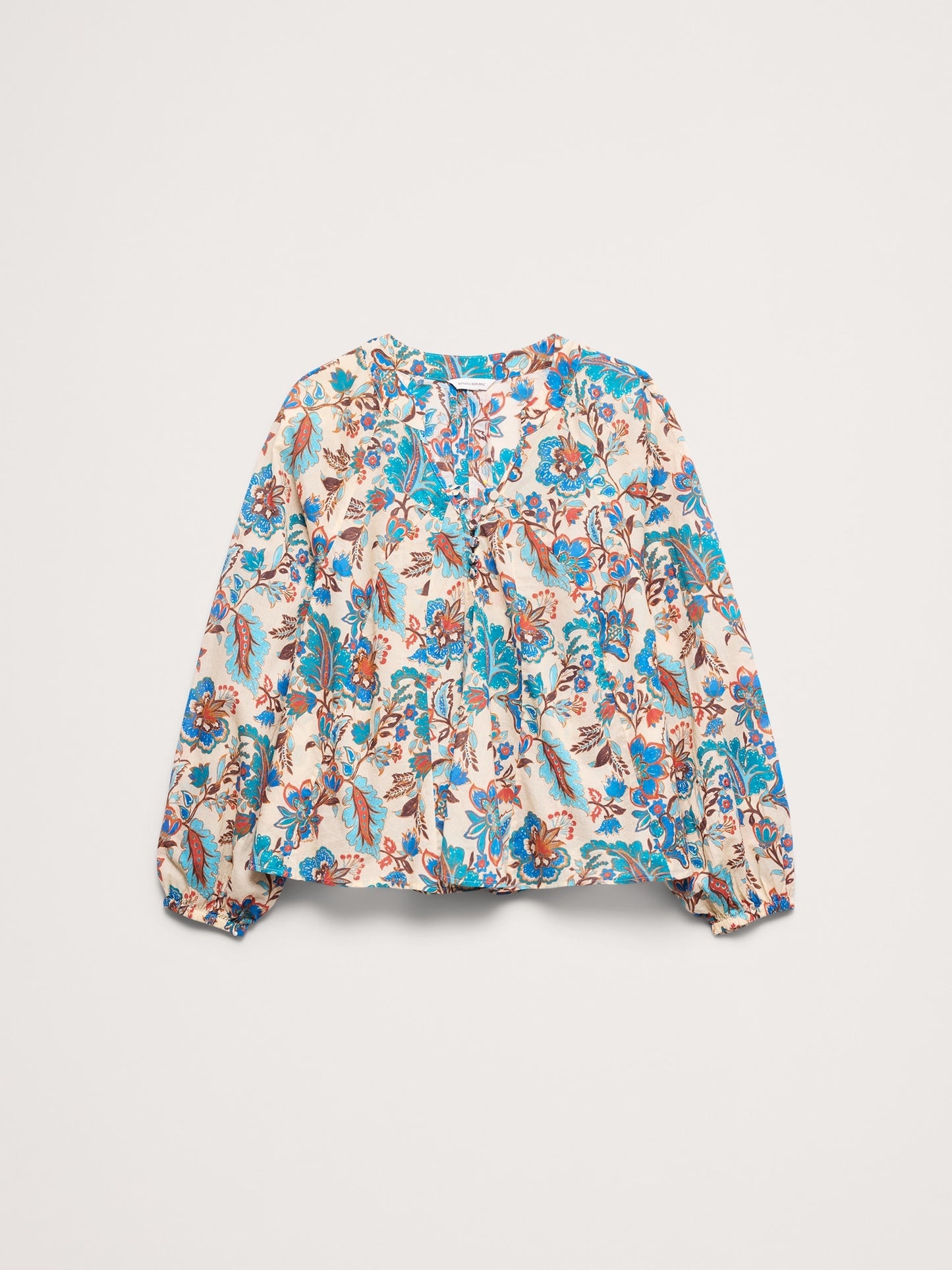 Lightweight Cotton Split-Neck Top