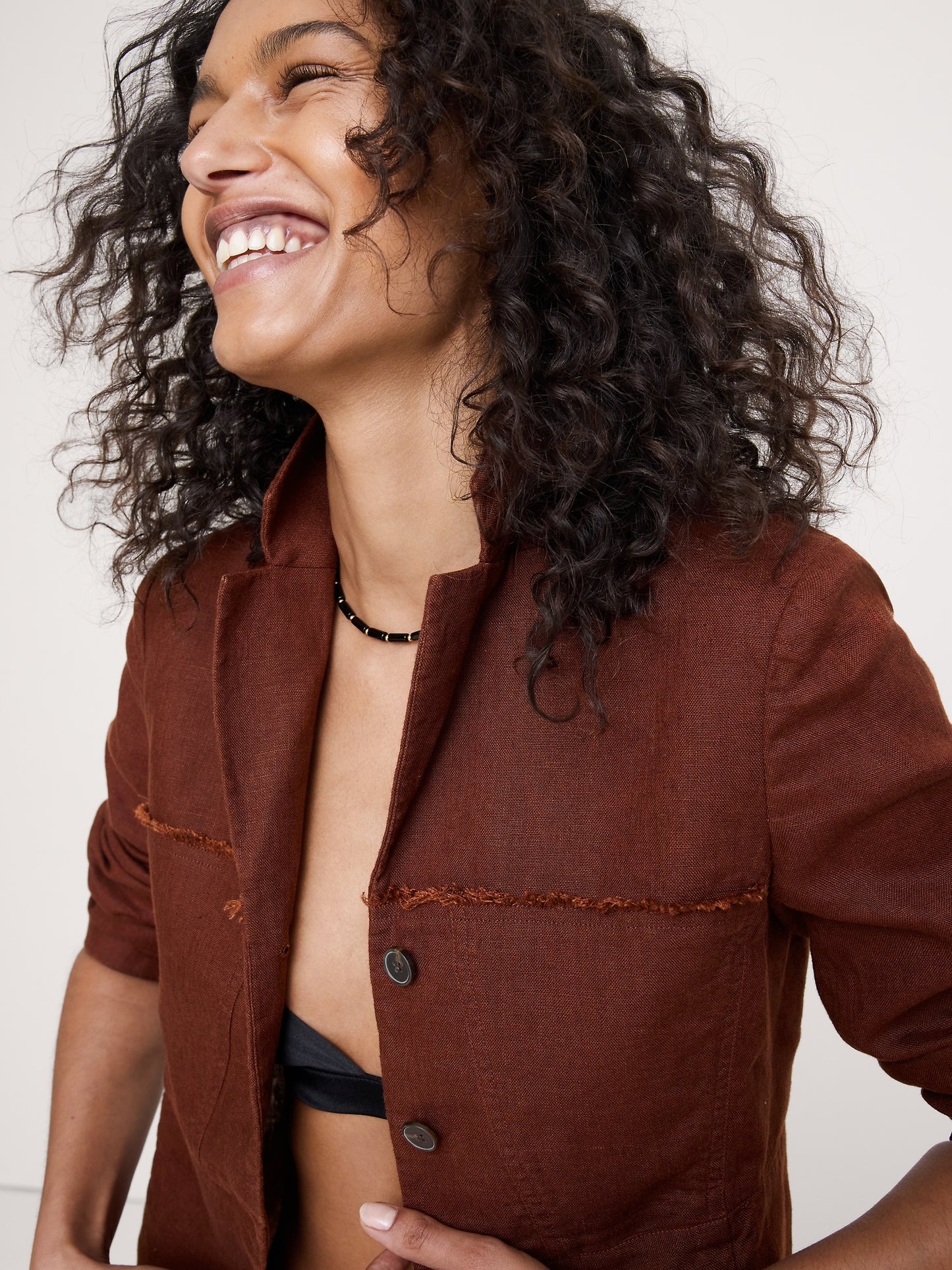 Fringe Linen Blazer