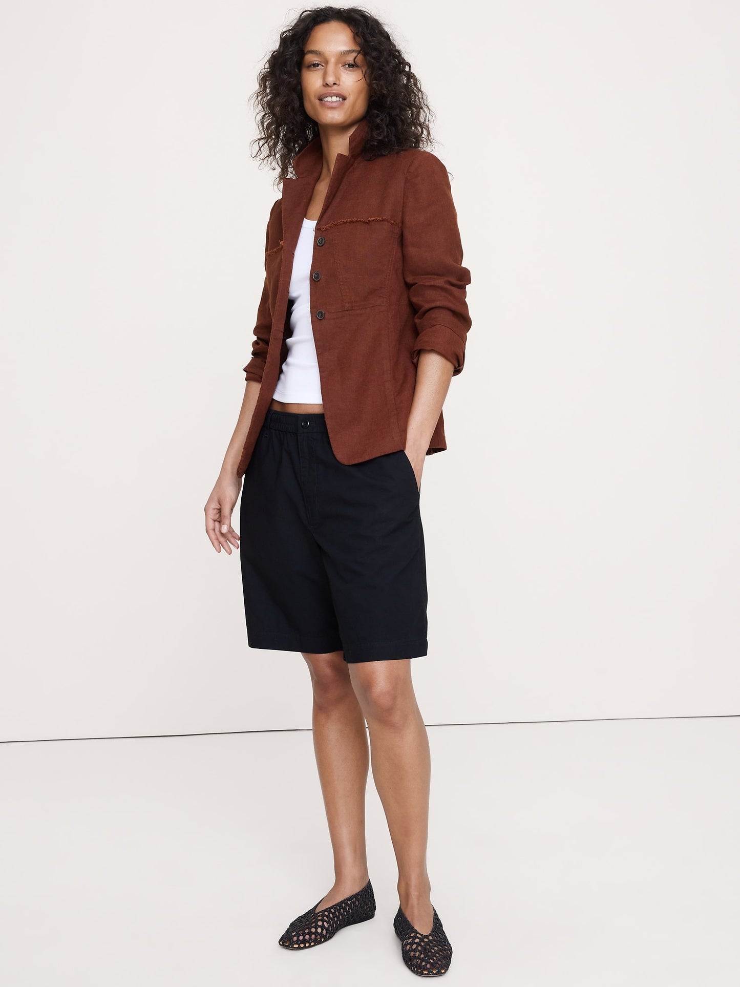 Fringe Linen Blazer