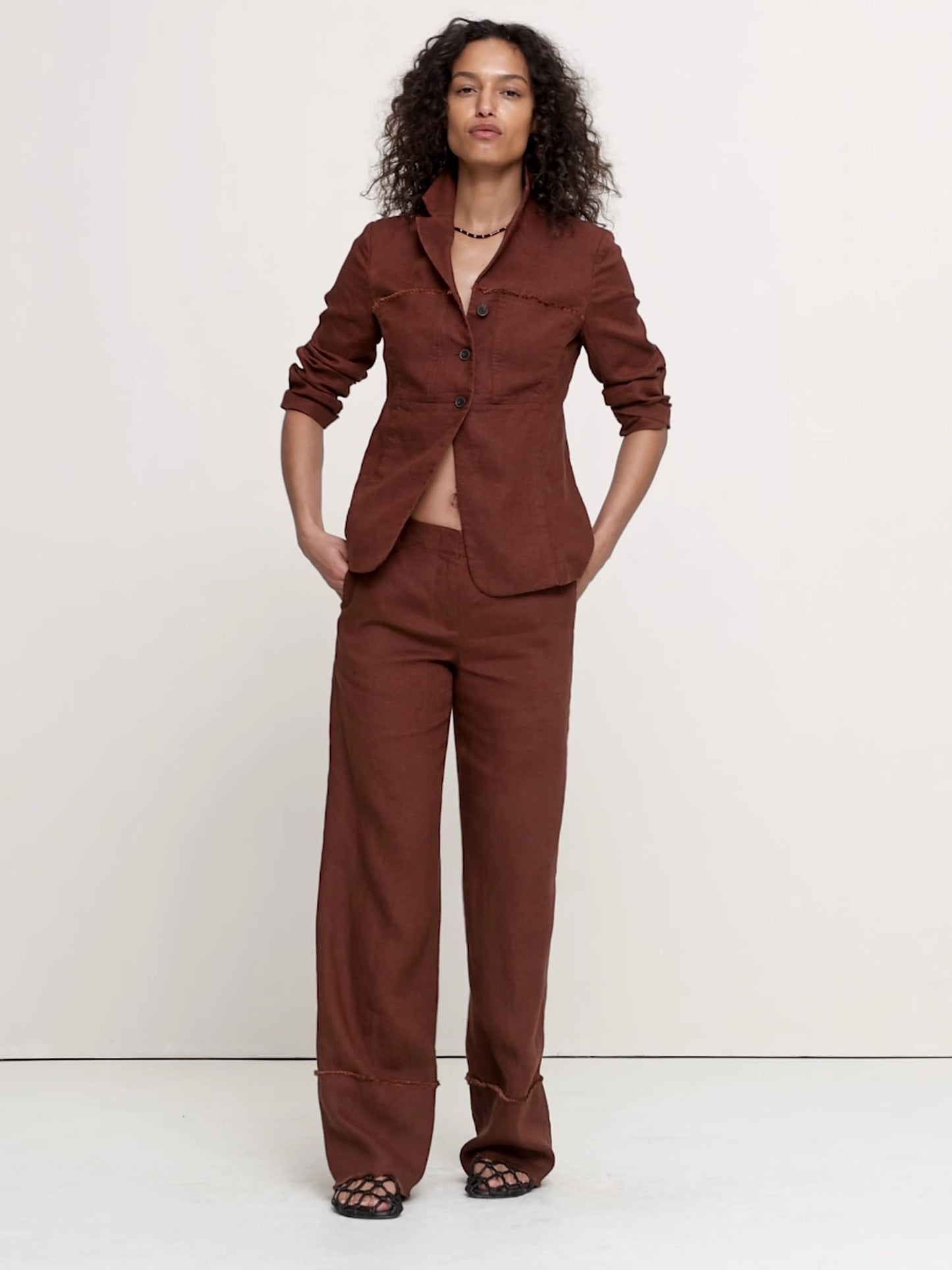 Fringe Linen Blazer