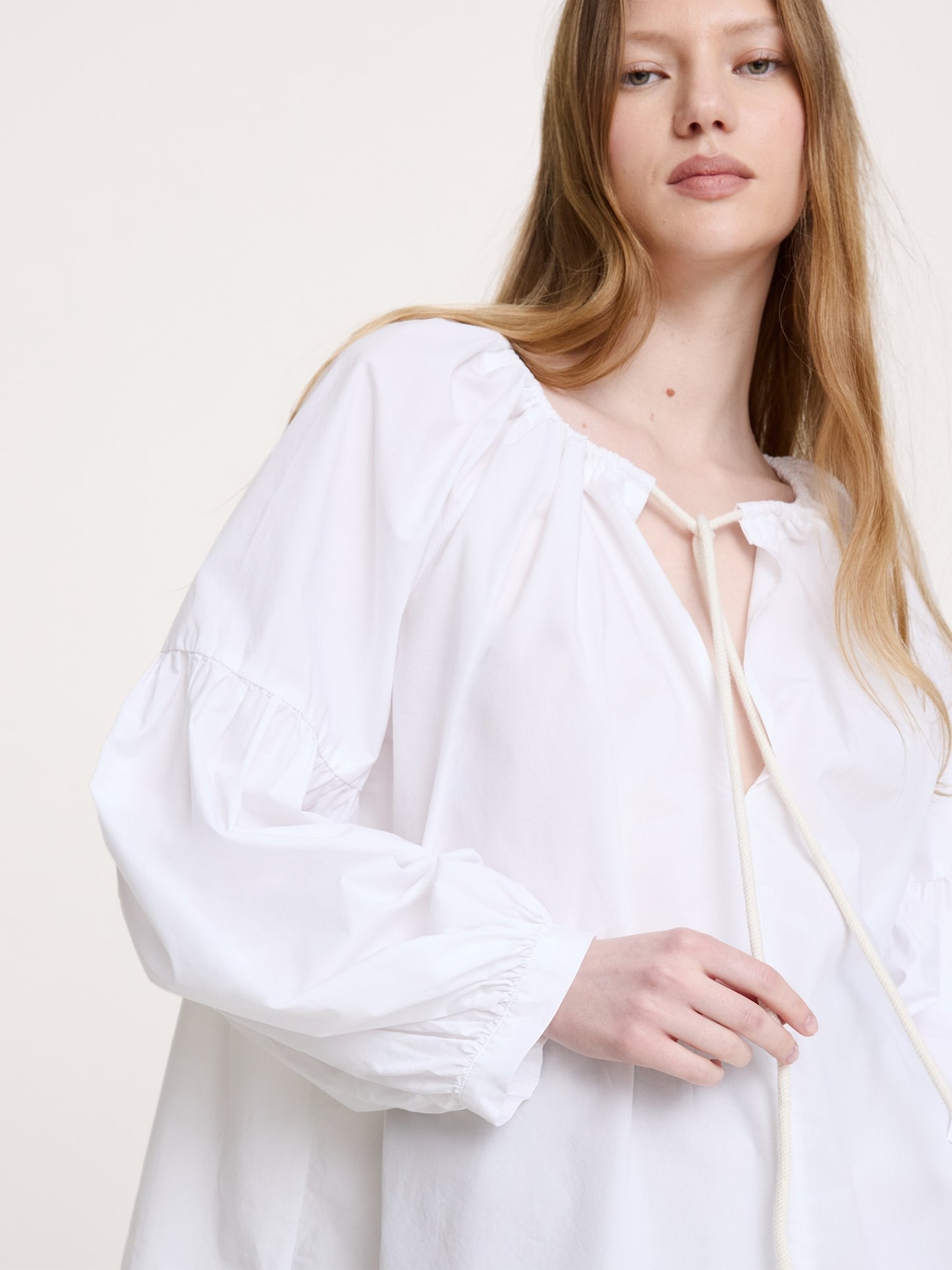 Cotton Poplin Drawstring Top