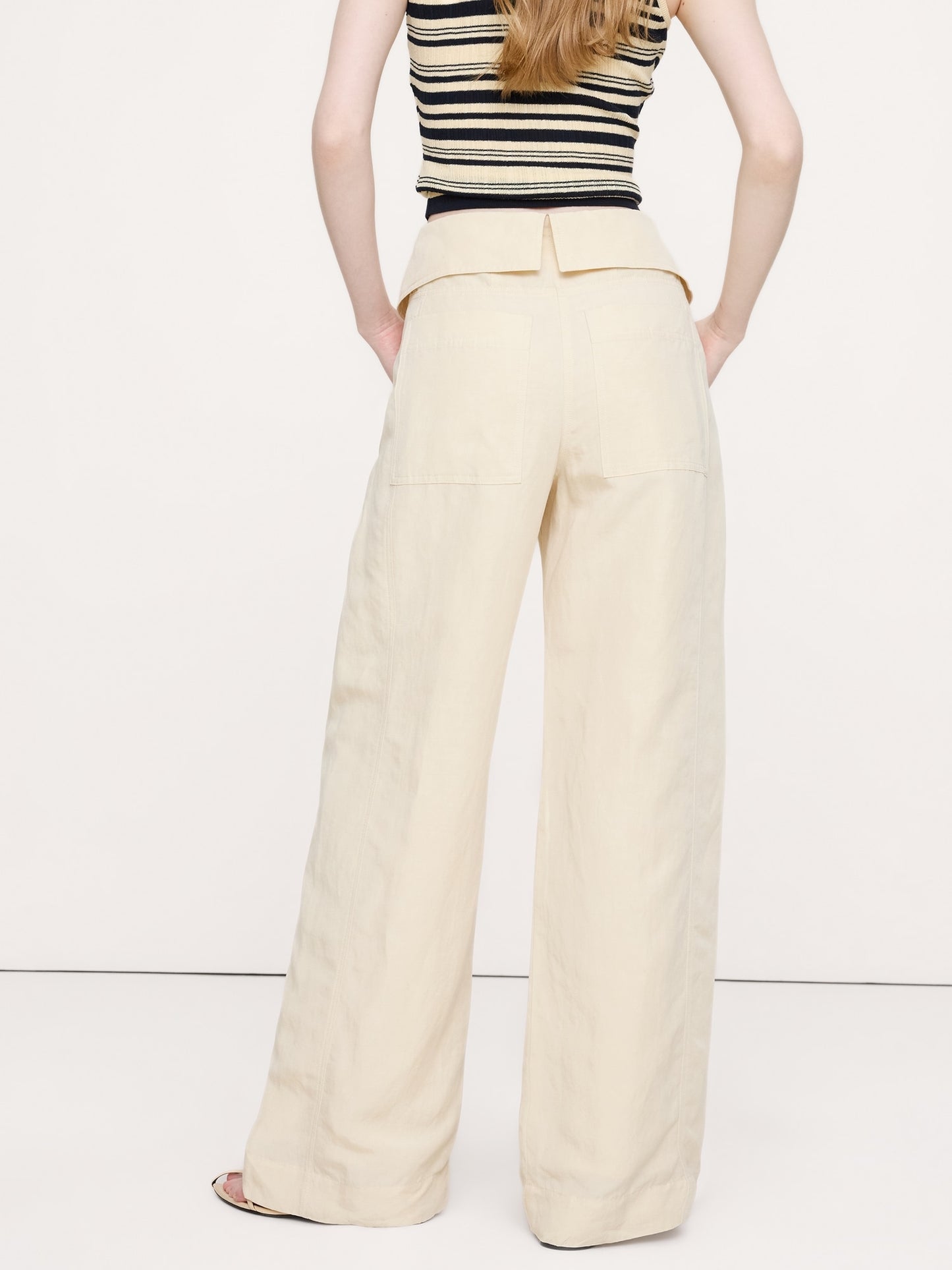 Wide-Leg TENCEL™-Linen Pant with Foldover Waistband