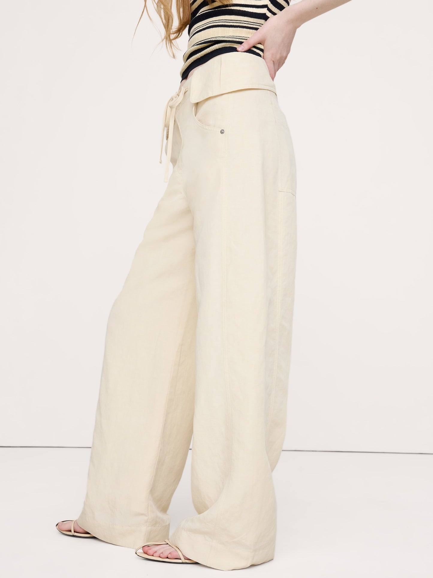 Wide-Leg TENCEL™-Linen Pant with Foldover Waistband
