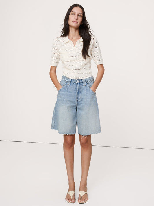 Mid-Rise Denim Bermuda Short