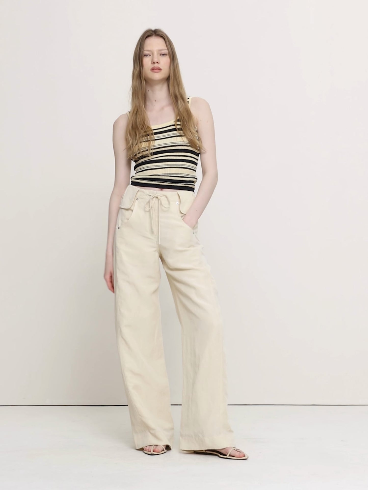Wide-Leg TENCEL™-Linen Pant with Foldover Waistband