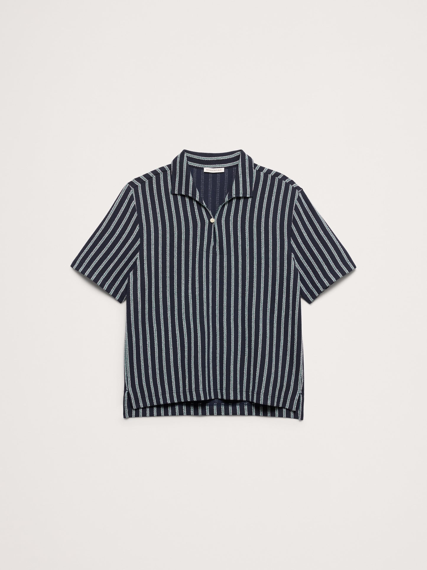 Jacquard Stripe Open Collar Polo