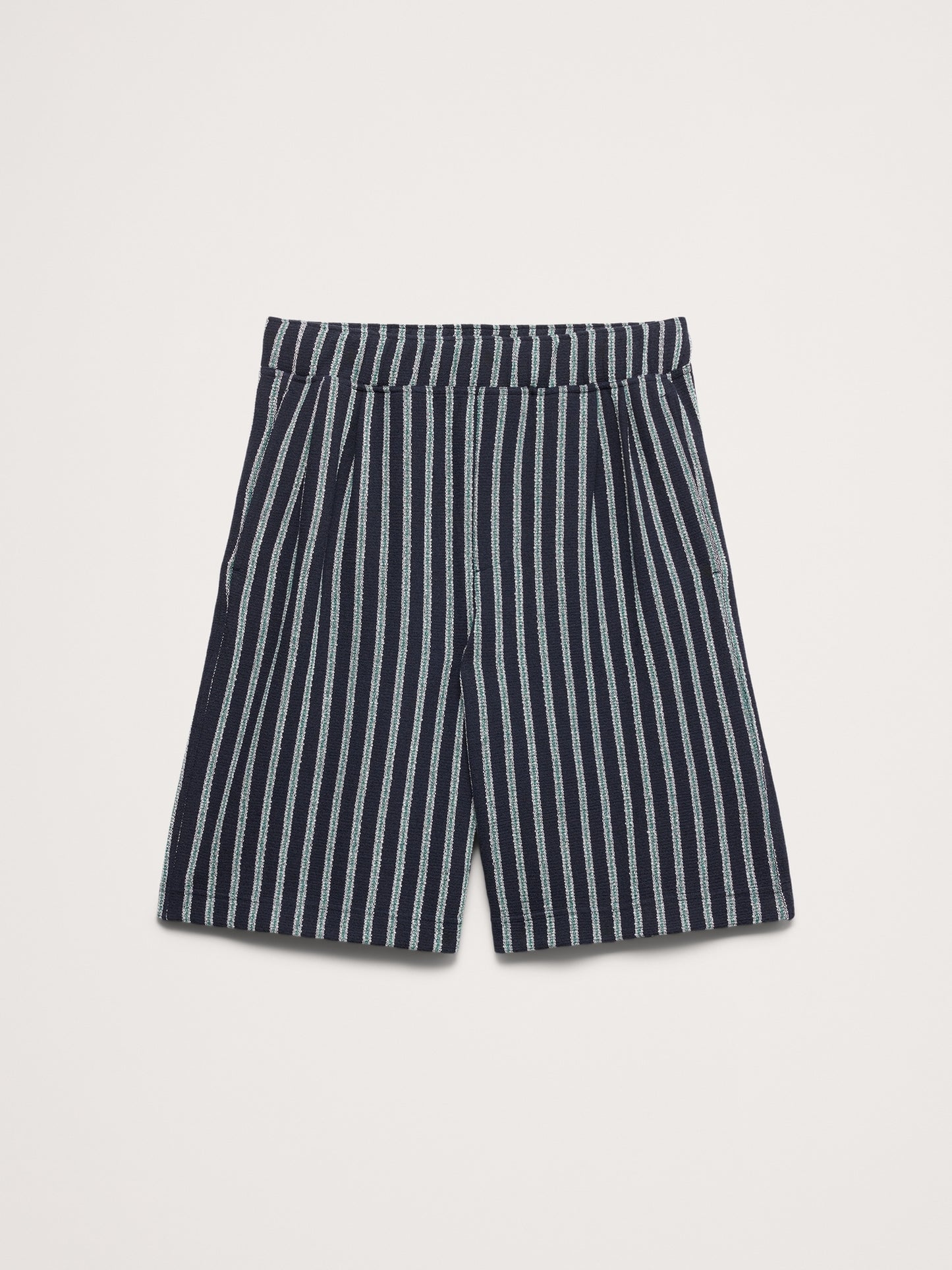 Jacquard Stripe Pleated Pull-On Short