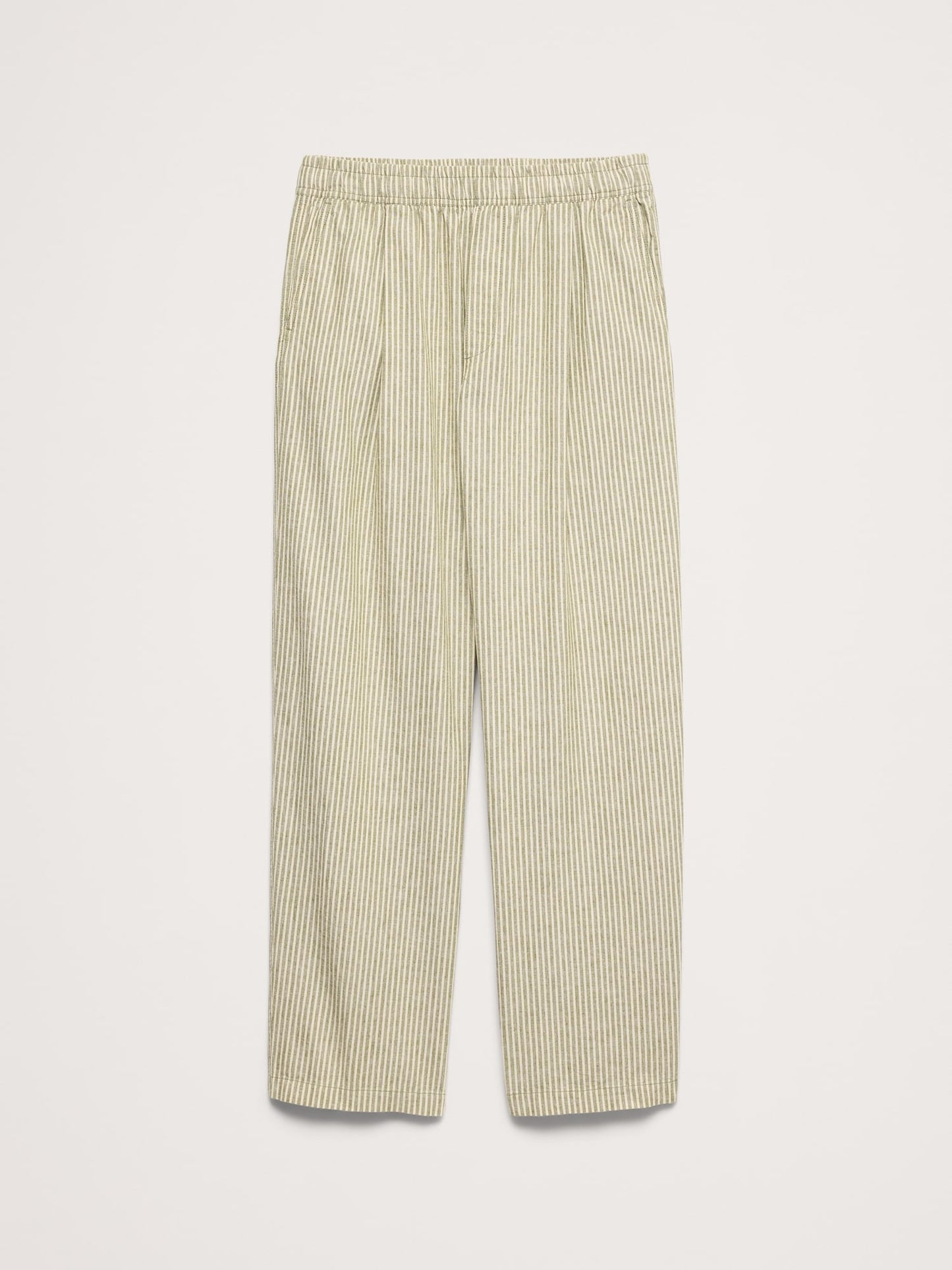 Relaxed Linen-Cotton Pleated Pull-On Pant