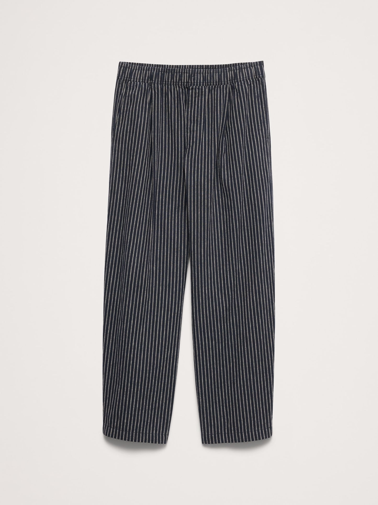 Relaxed Linen-Cotton Pleated Pull-On Pant