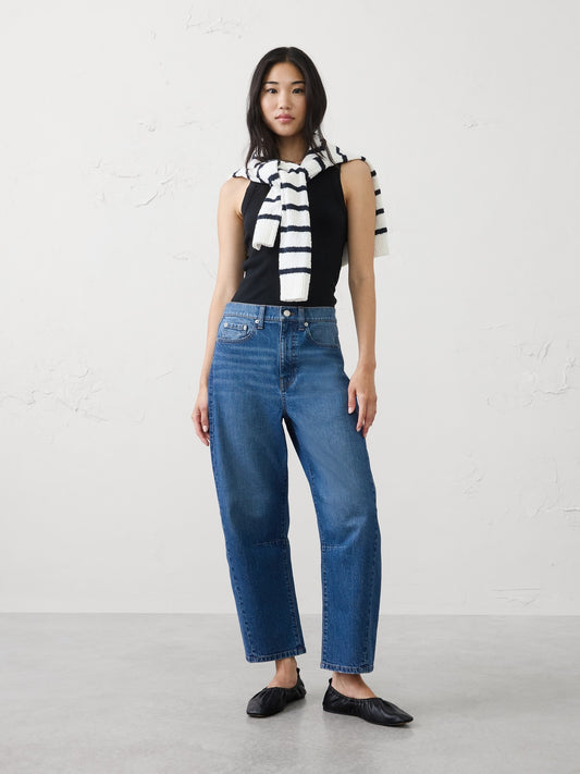 Barrel-Leg Mid-Rise Jean