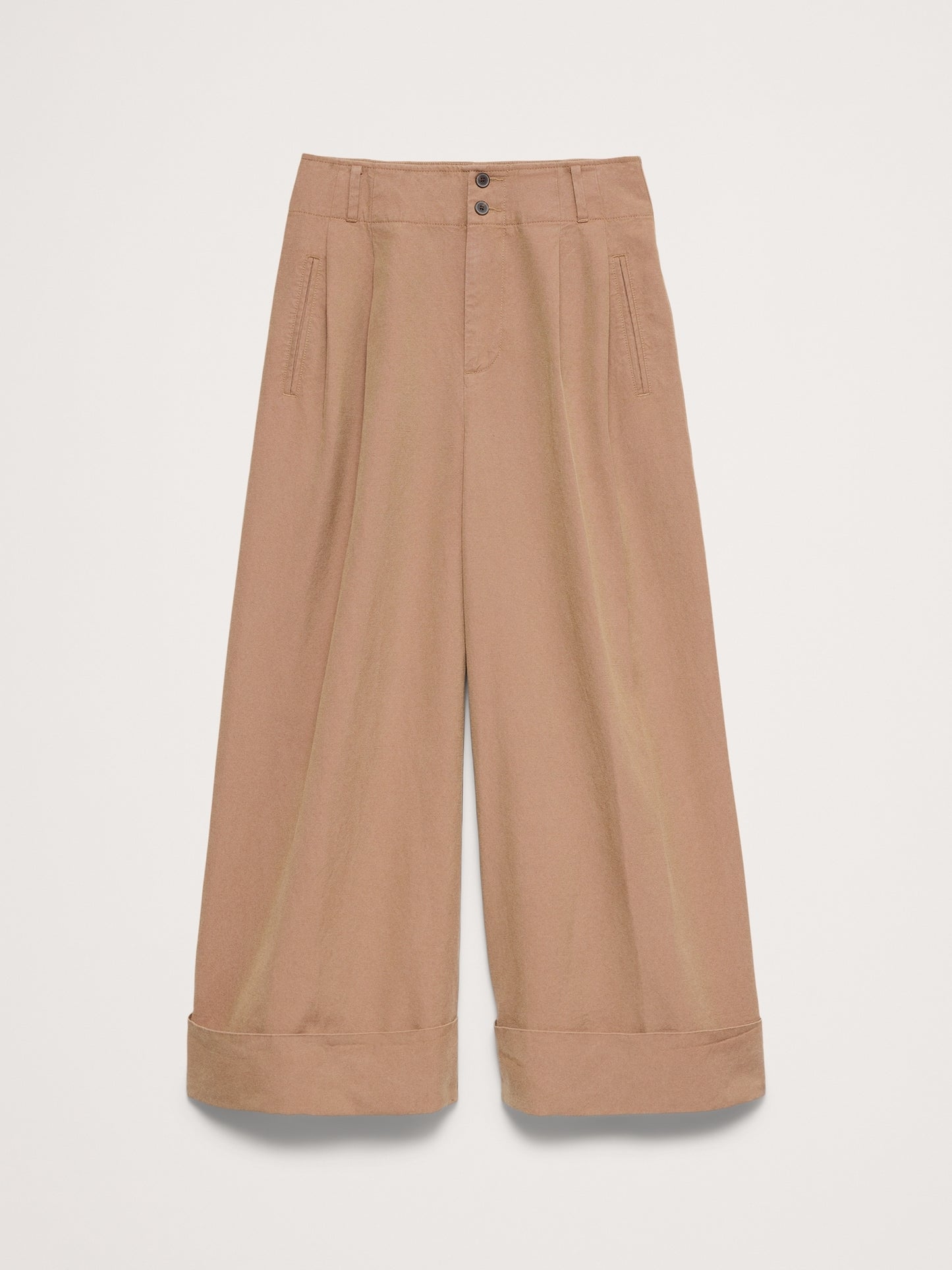 High-Rise Wide-Leg TENCEL™-Cotton-Linen Cropped Pant