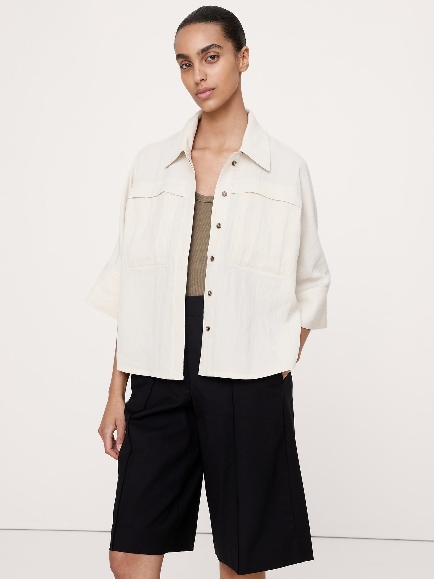 Drapey Twill Shirt Jacket