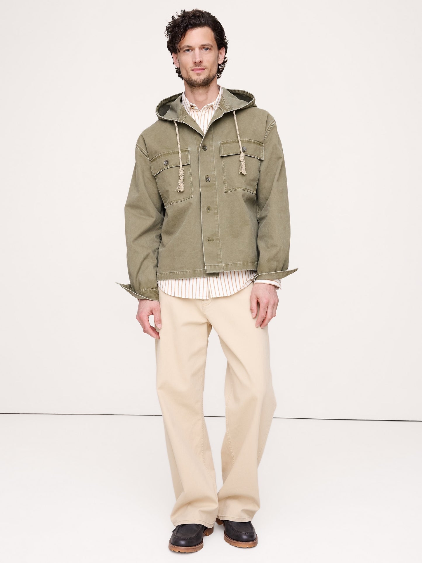 Cotton Twill Hooded Overshirt