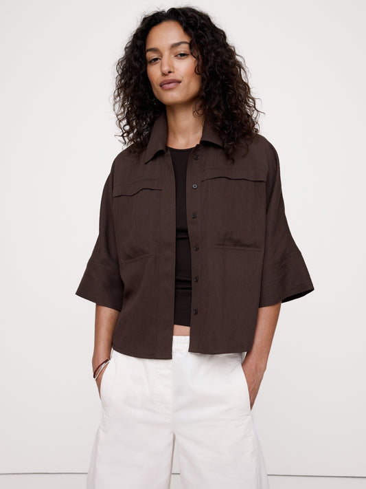 Drapey Twill Shirt Jacket