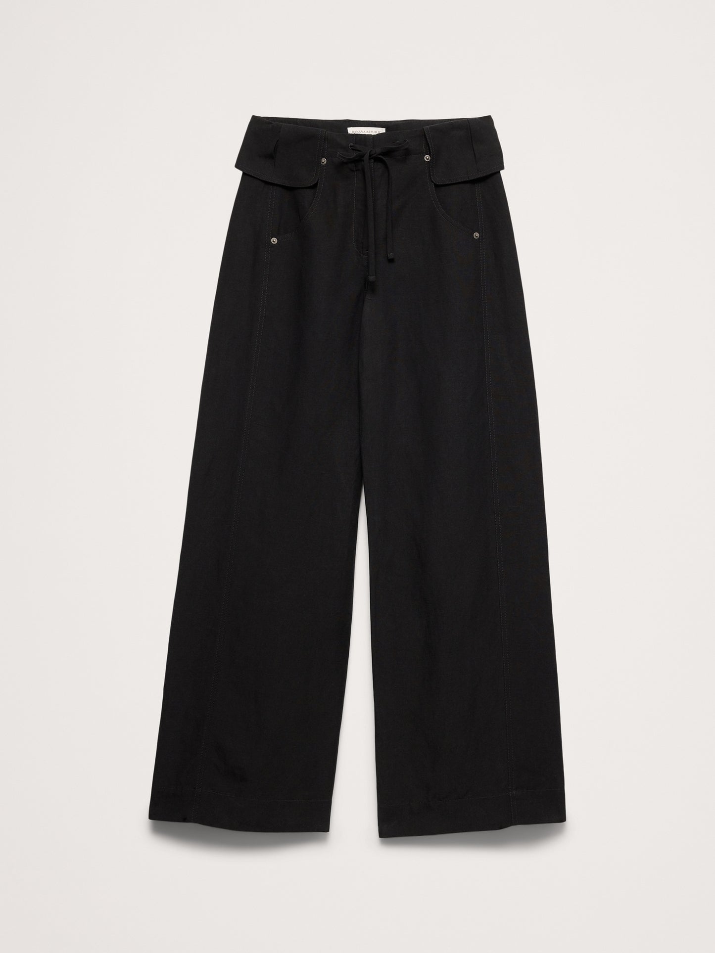 Wide-Leg TENCEL™-Linen Pant with Foldover Waistband