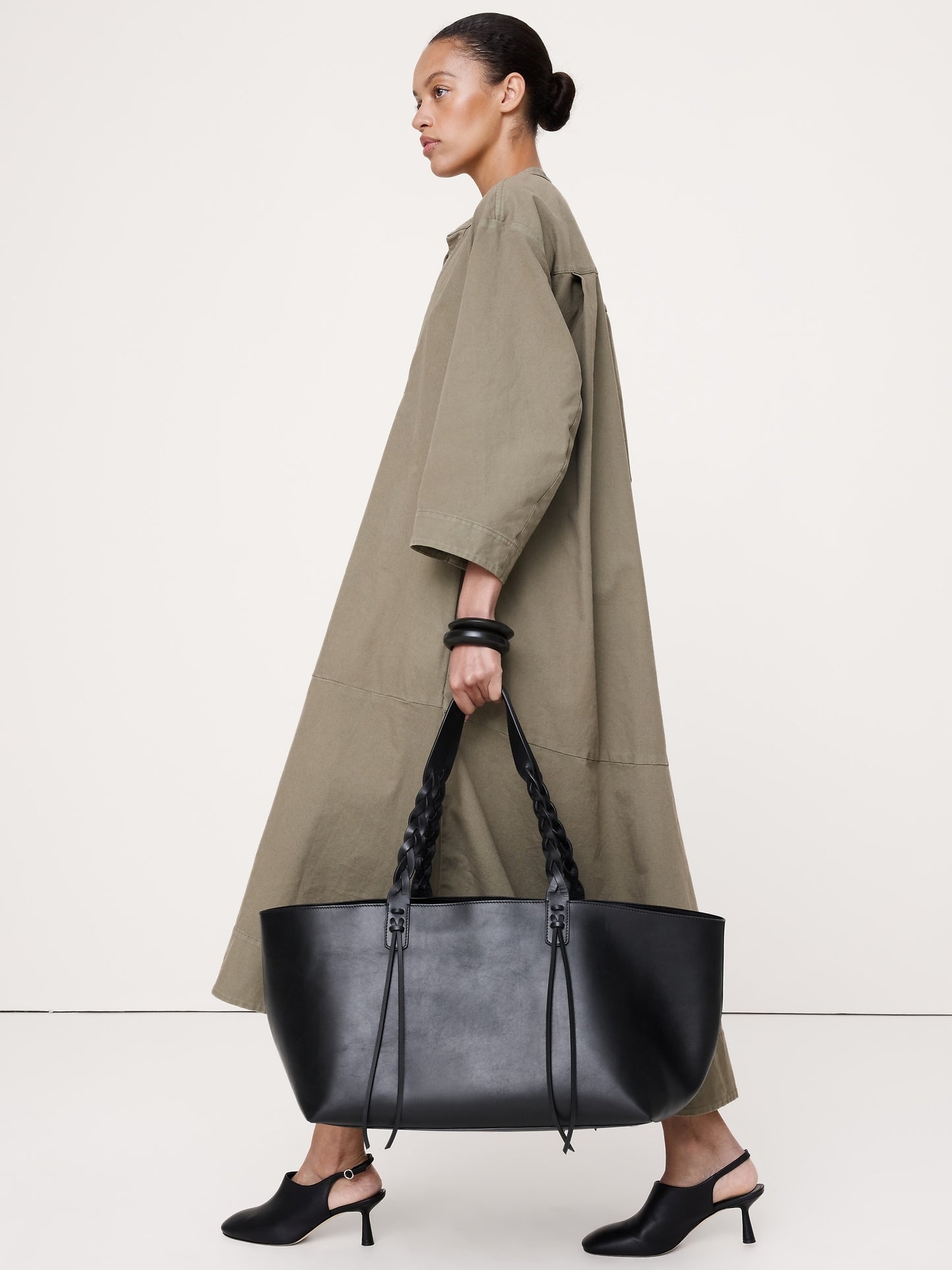 Cotton Canvas Popover Maxi Dress