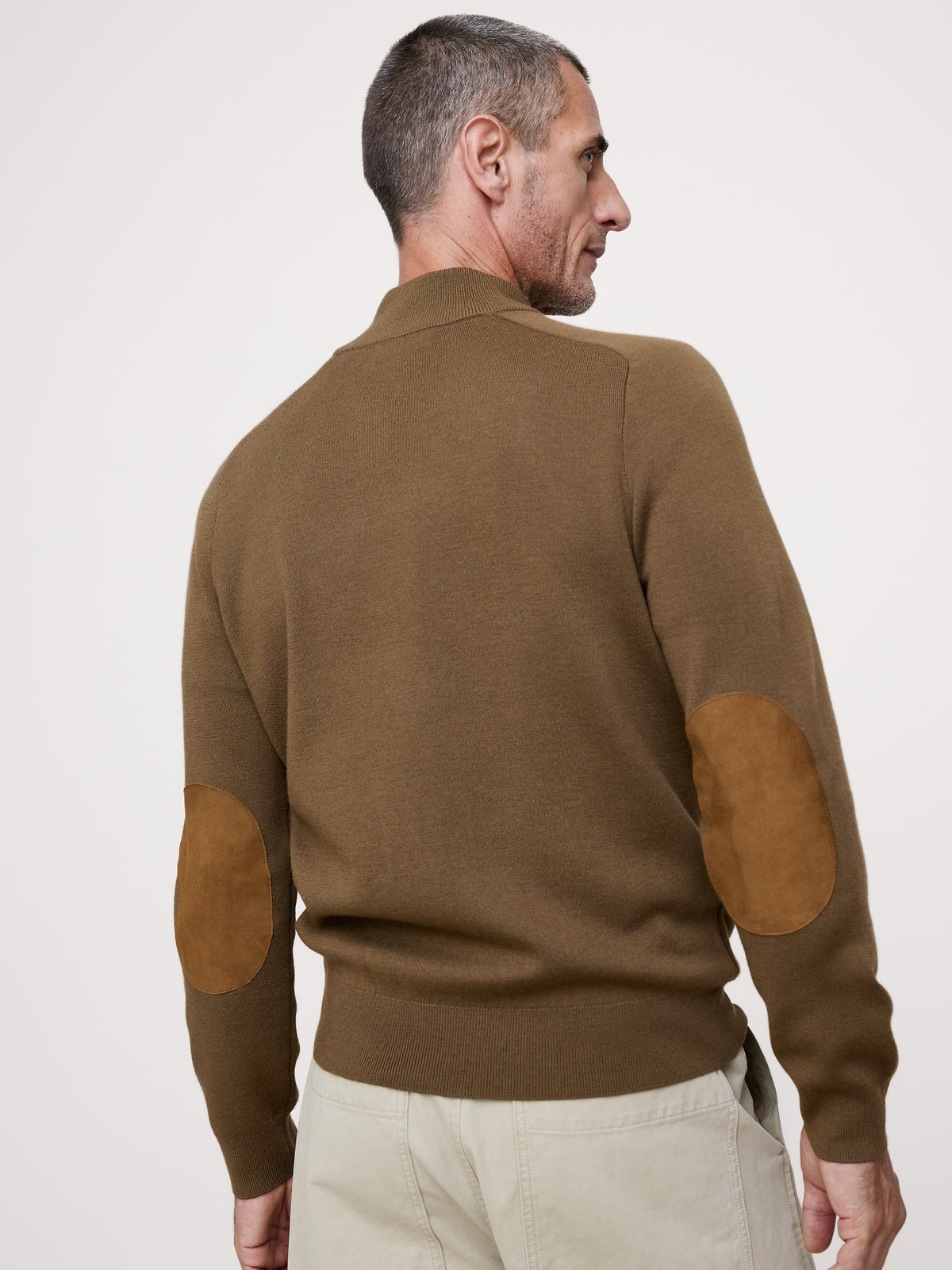 Double-Faced Merino Sweater Jacket with Suede Elbow Patches
