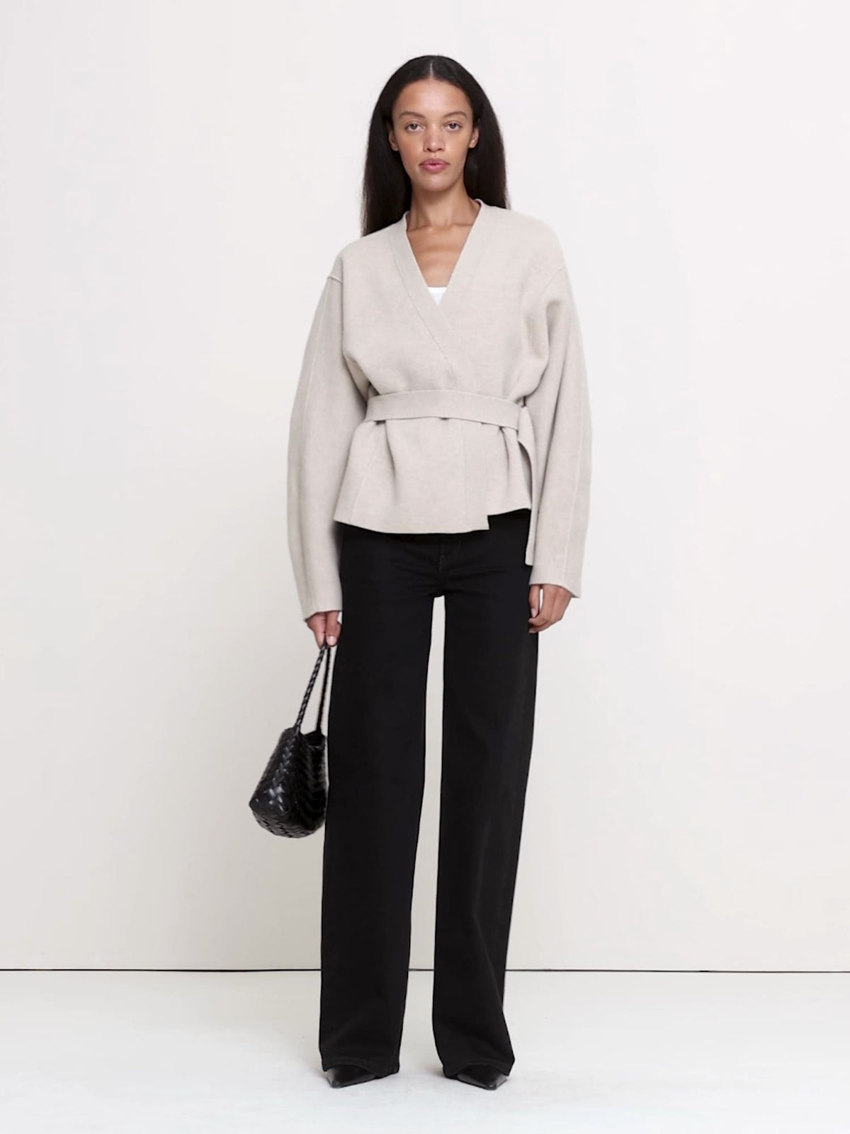 Felted Wool Belted Cardigan