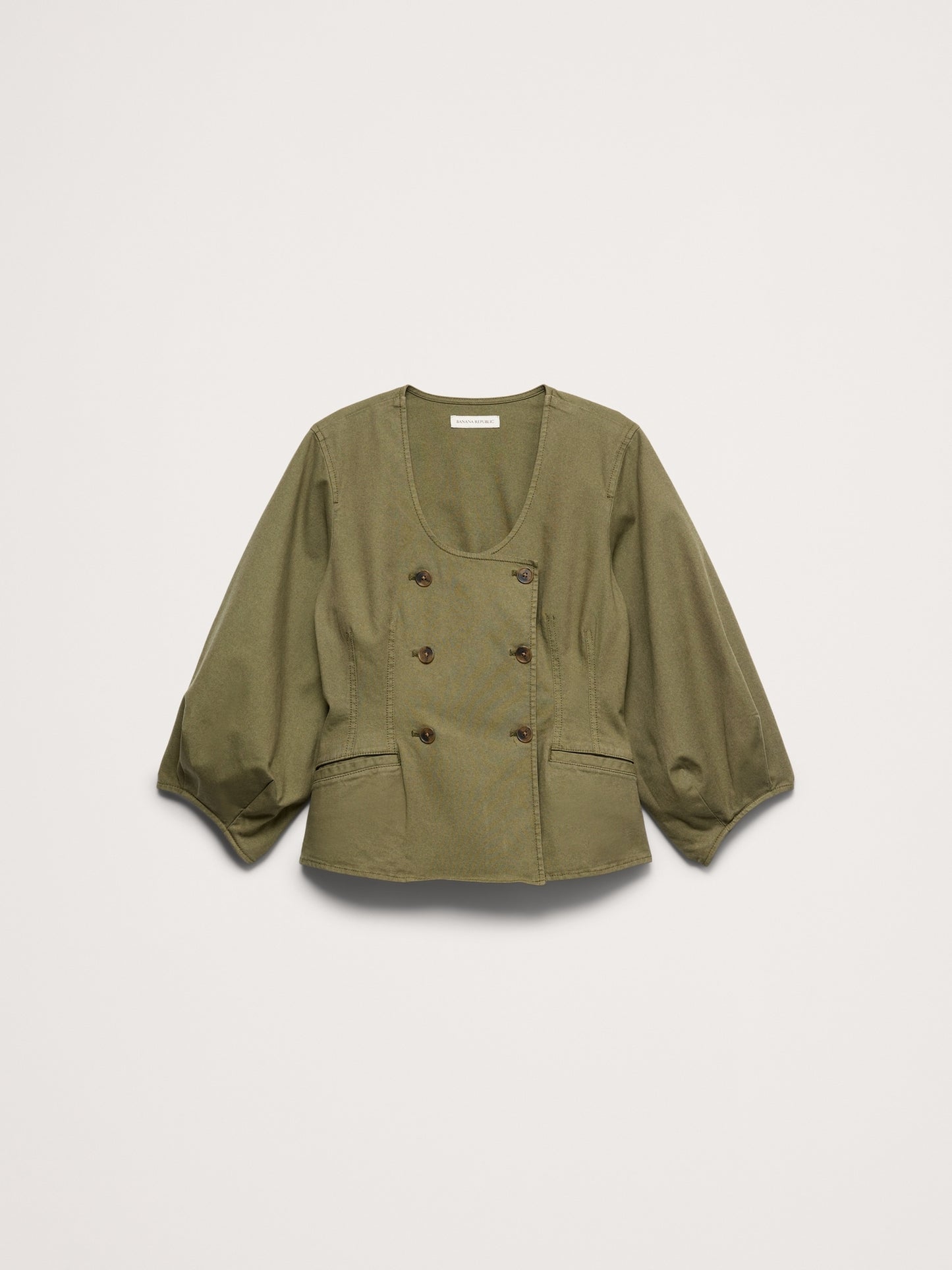 Cotton Canvas Puff-Sleeve Top
