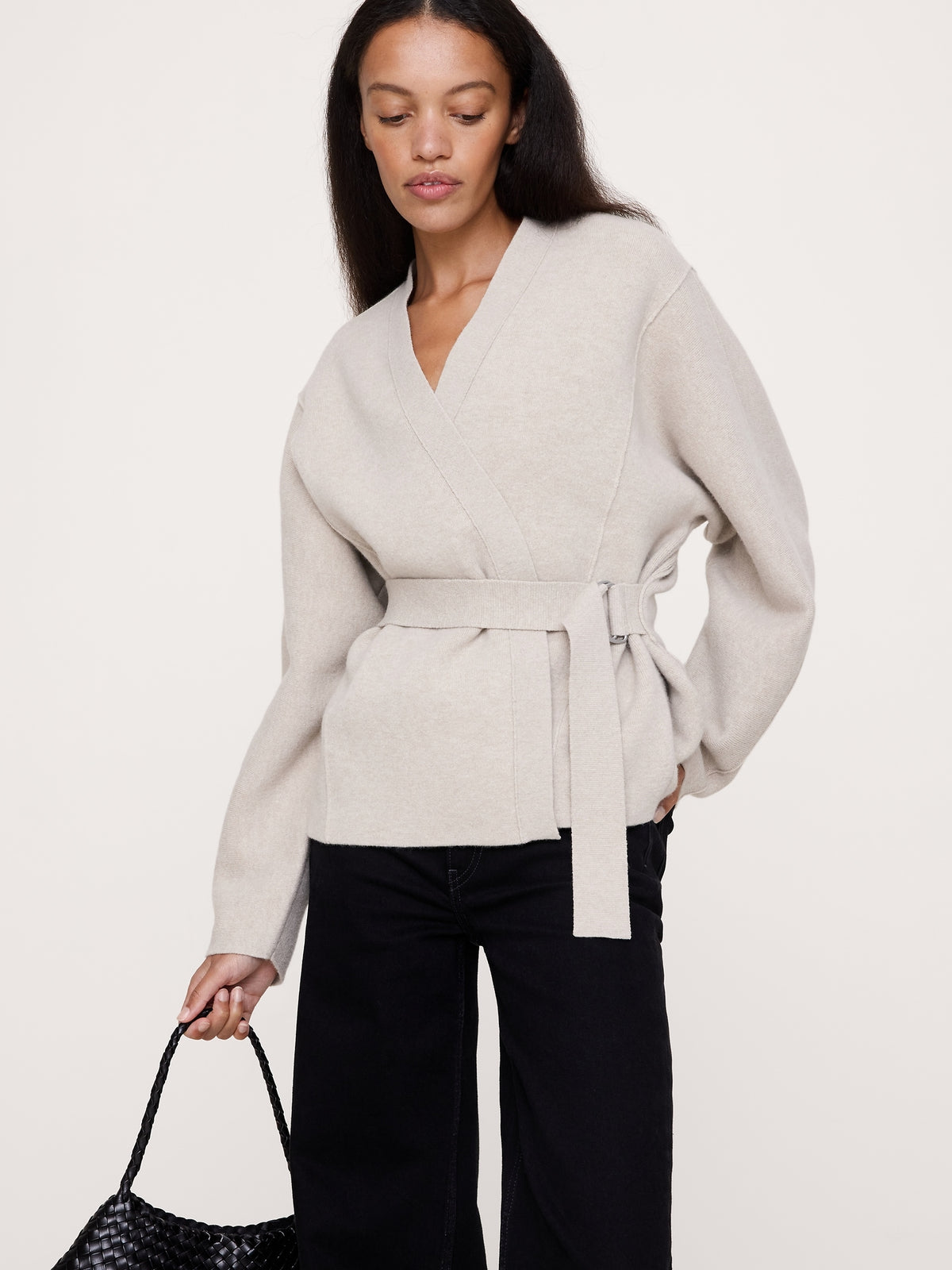 Felted Wool Belted Cardigan