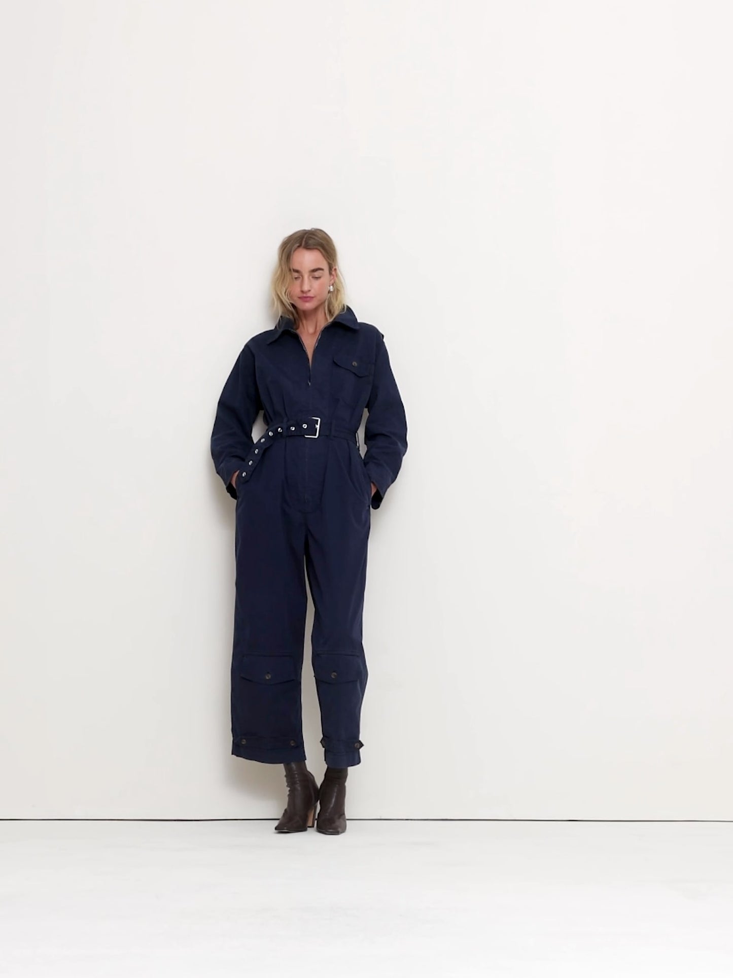 Cotton Twill Zip Jumpsuit