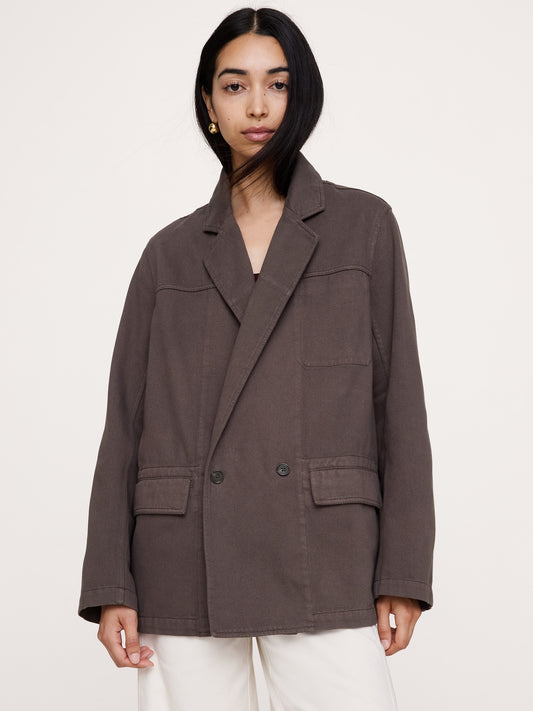 Cotton-Linen Utility Blazer