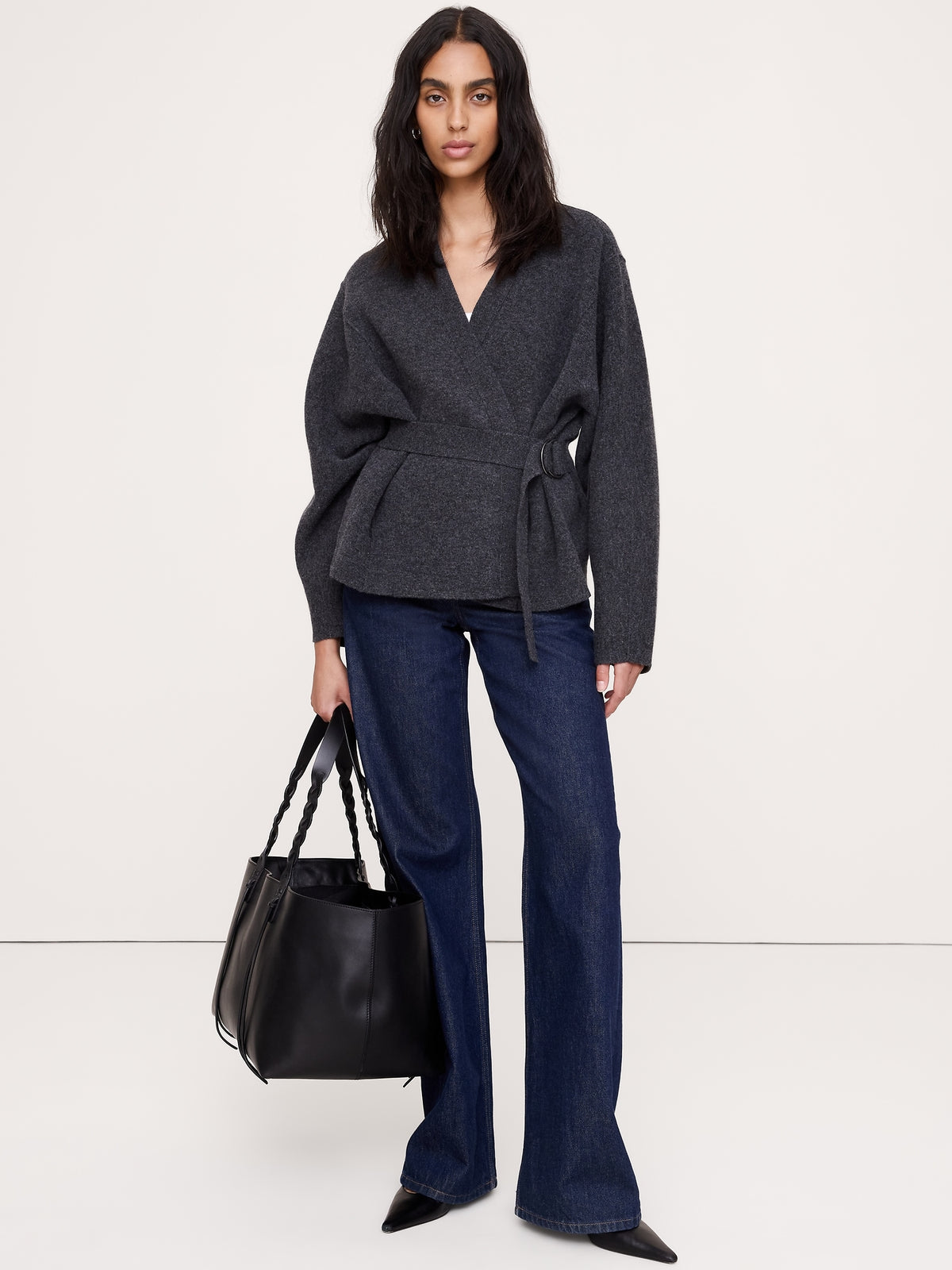Felted Wool Belted Cardigan