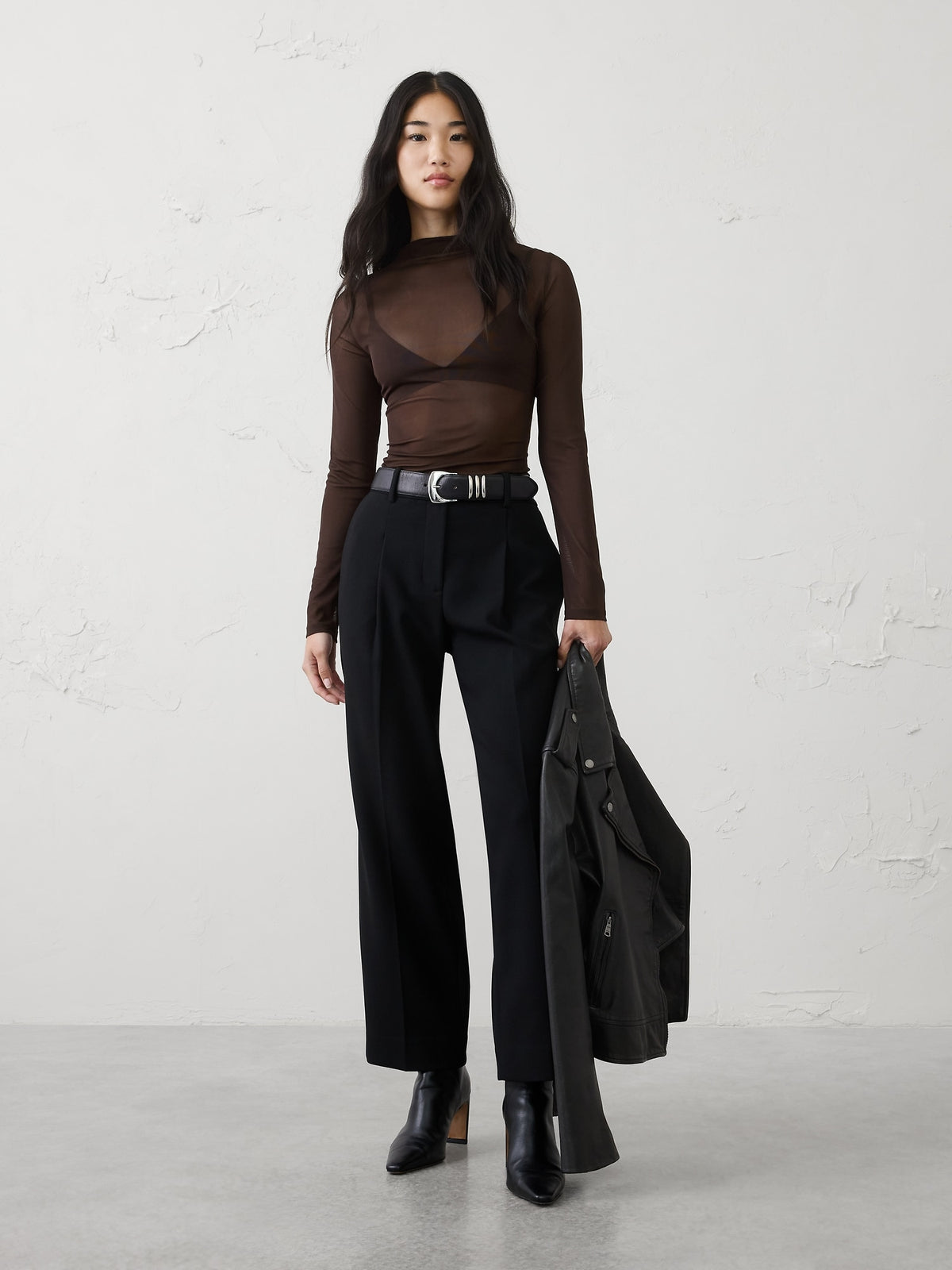 Mesh Mock-Neck Top
