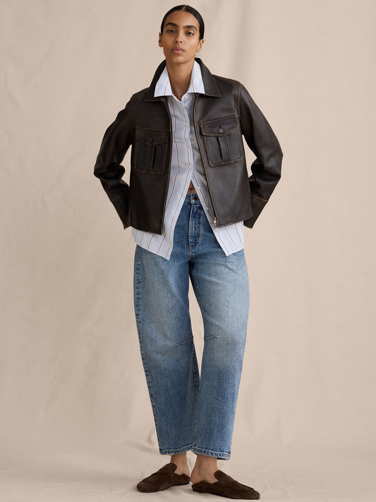 Mid-Rise Barrel Ankle Jean