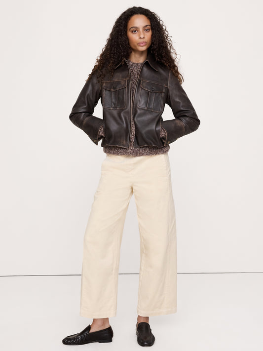 Mid-Rise Relaxed Corduroy Painter Pull-On Pant