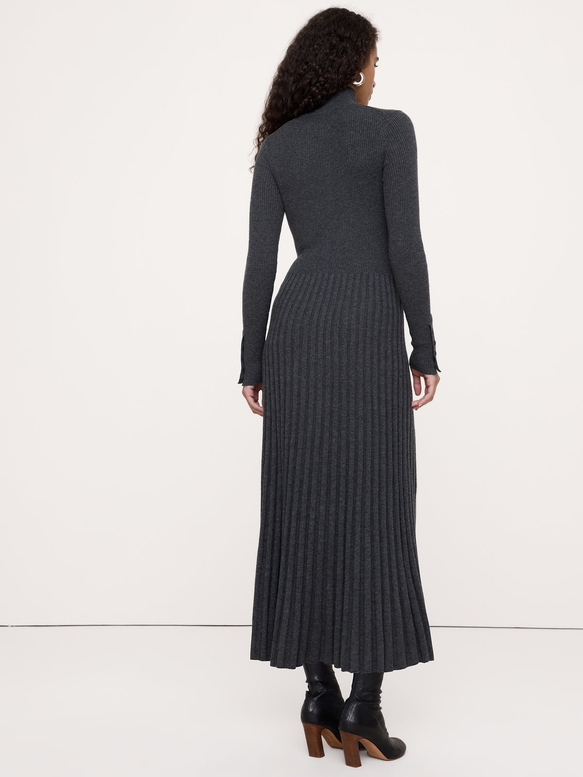 Ribbed Buttoned Sweater Dress