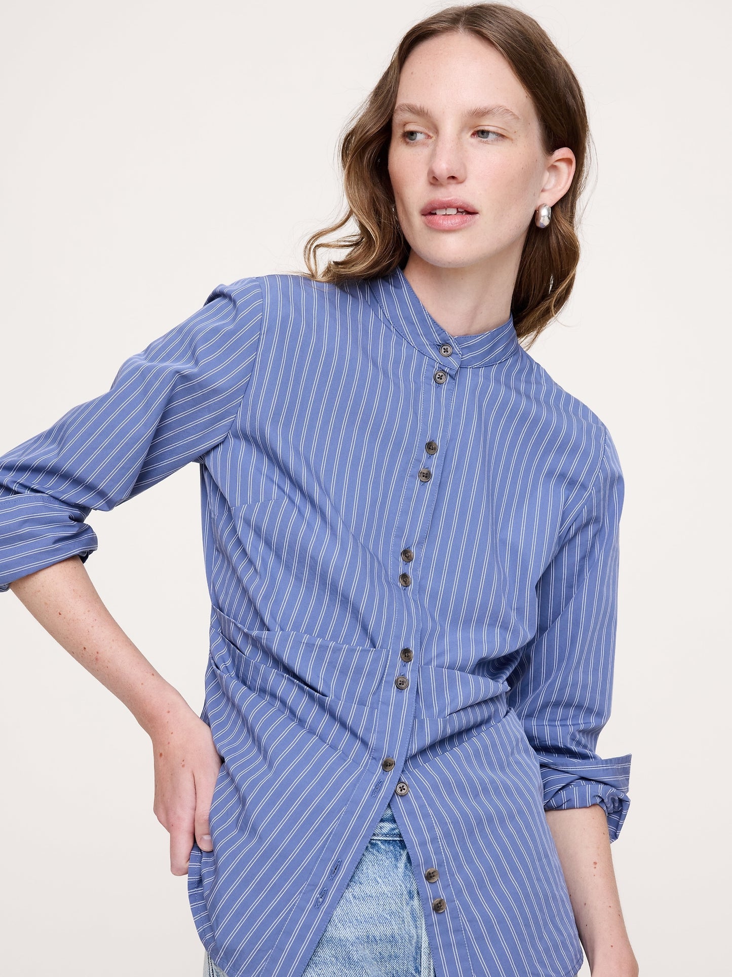 Cotton Pleated-Waist Top