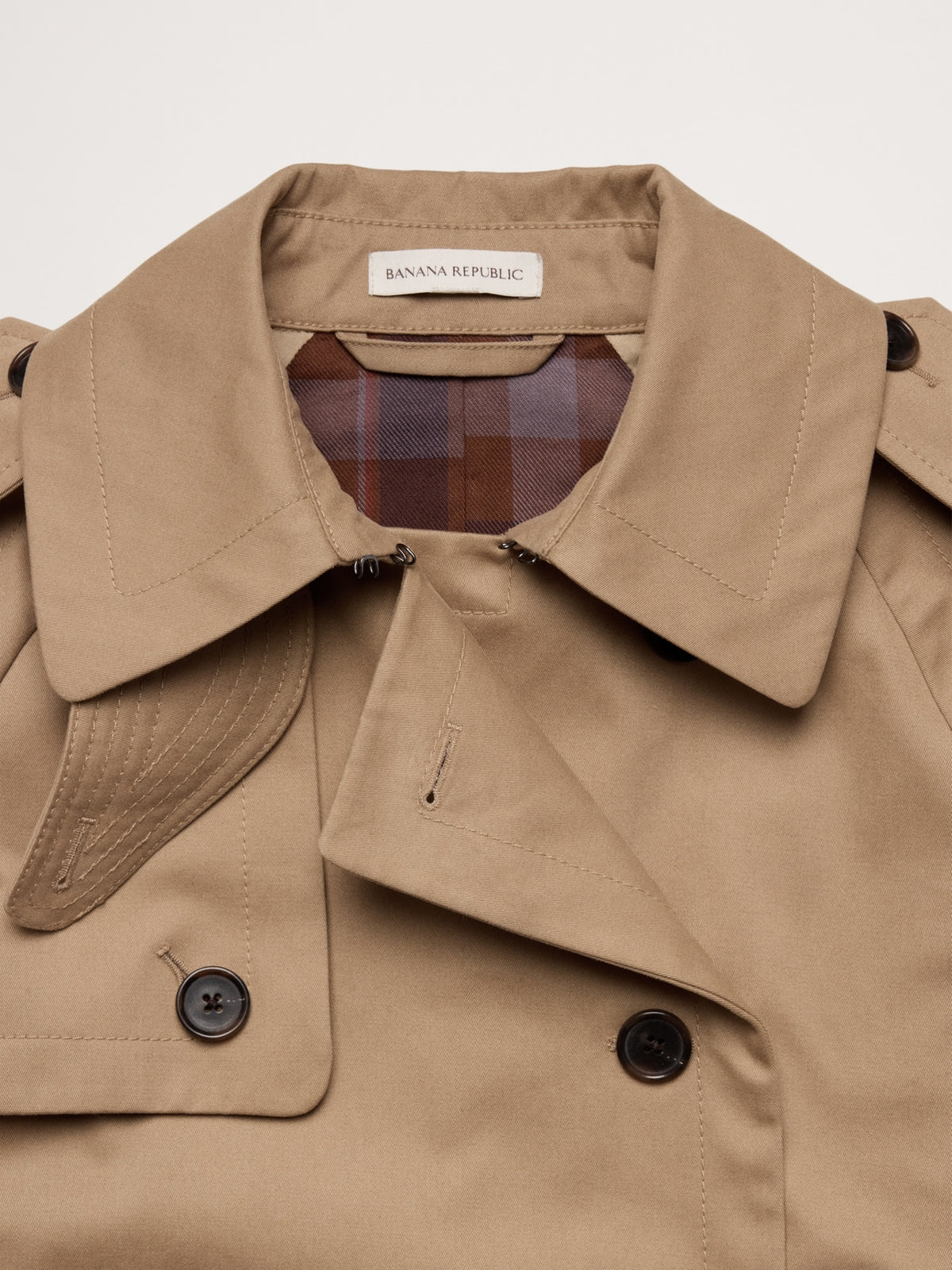Cropped Cotton Twill Trench Coat