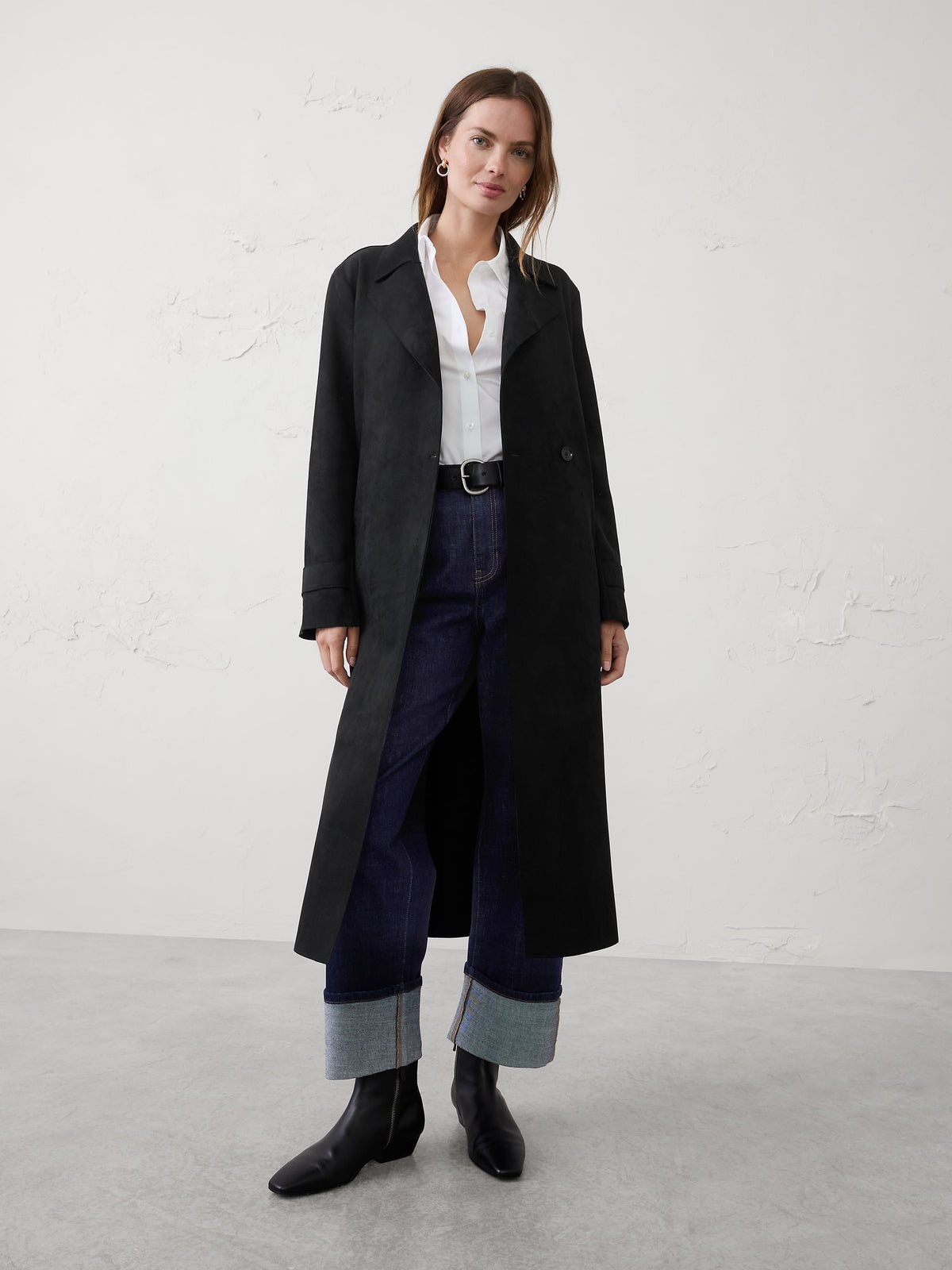 Vegan Suede Long Coat