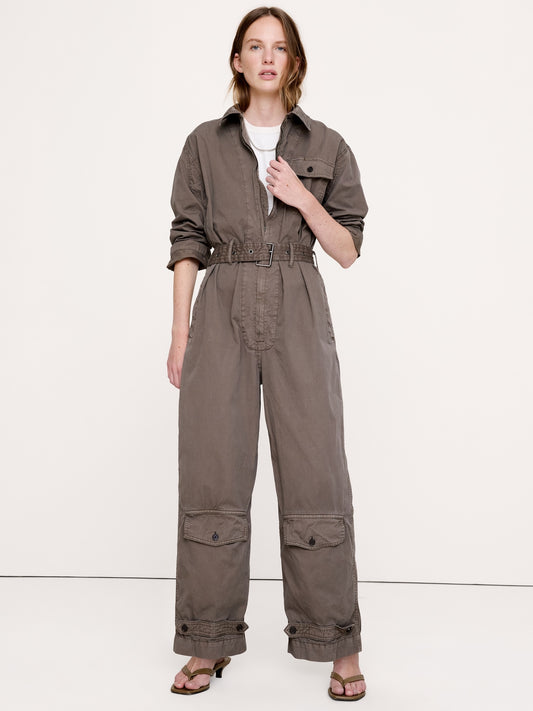 Cotton Twill Zip Jumpsuit