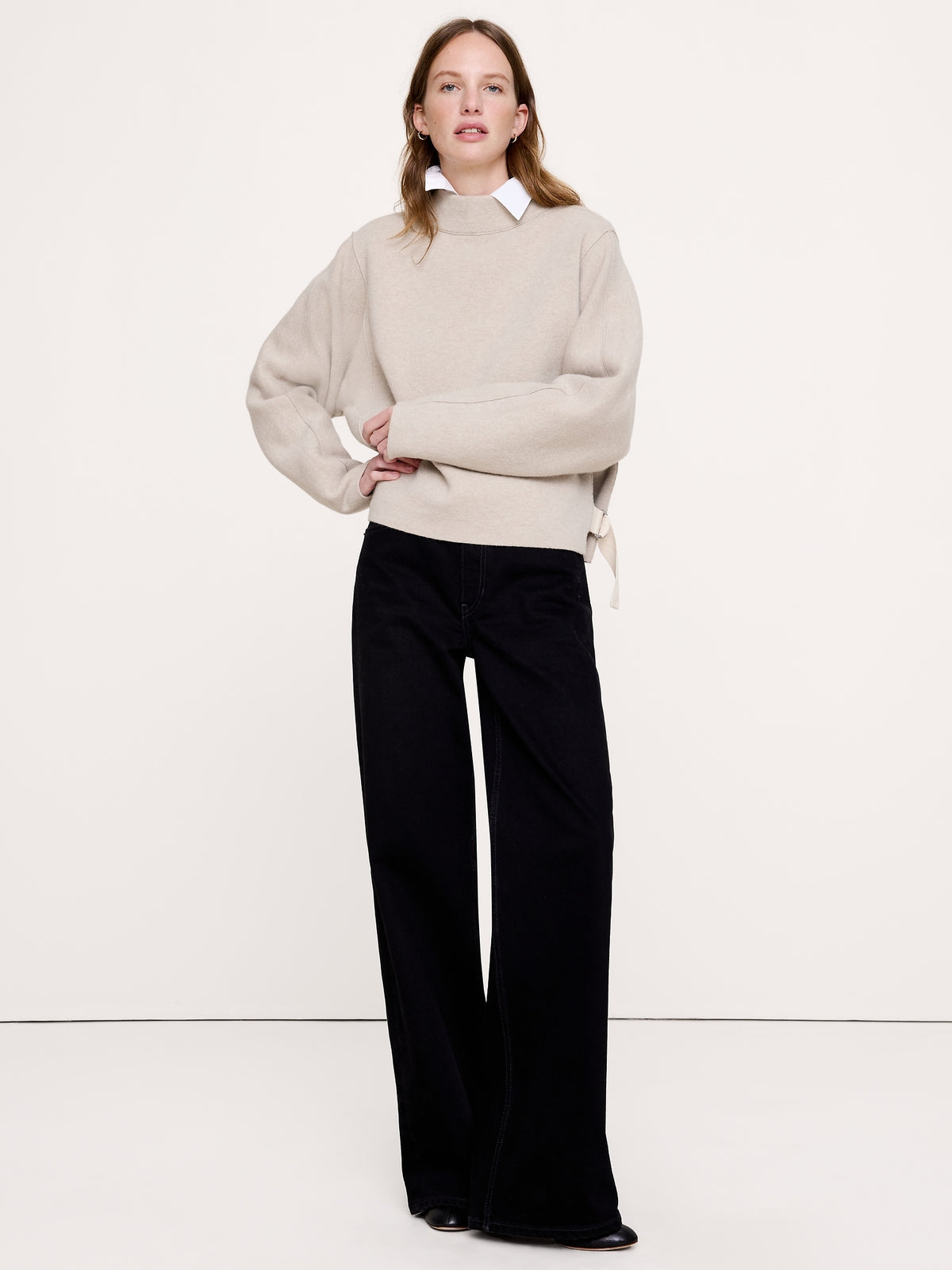 Felted Wool Mock-Neck Sweater
