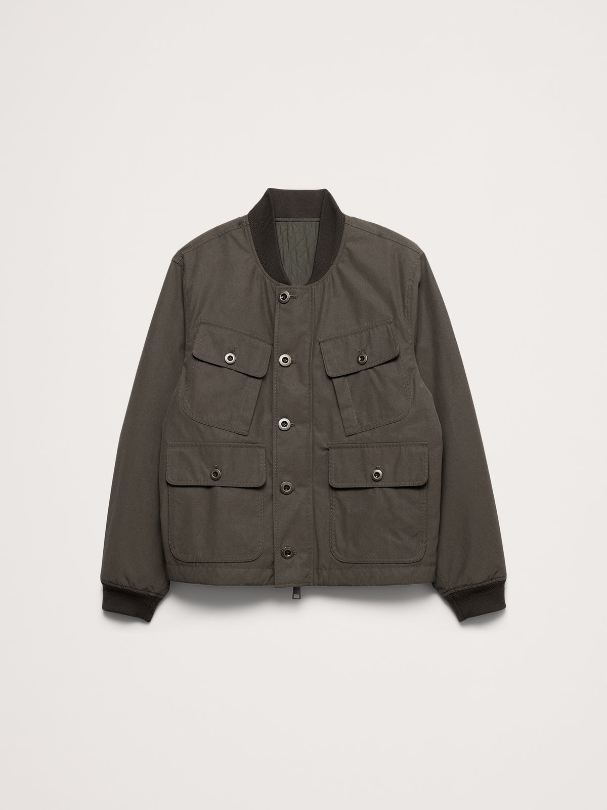 Herringbone Reversible Quilted Bomber Jacket