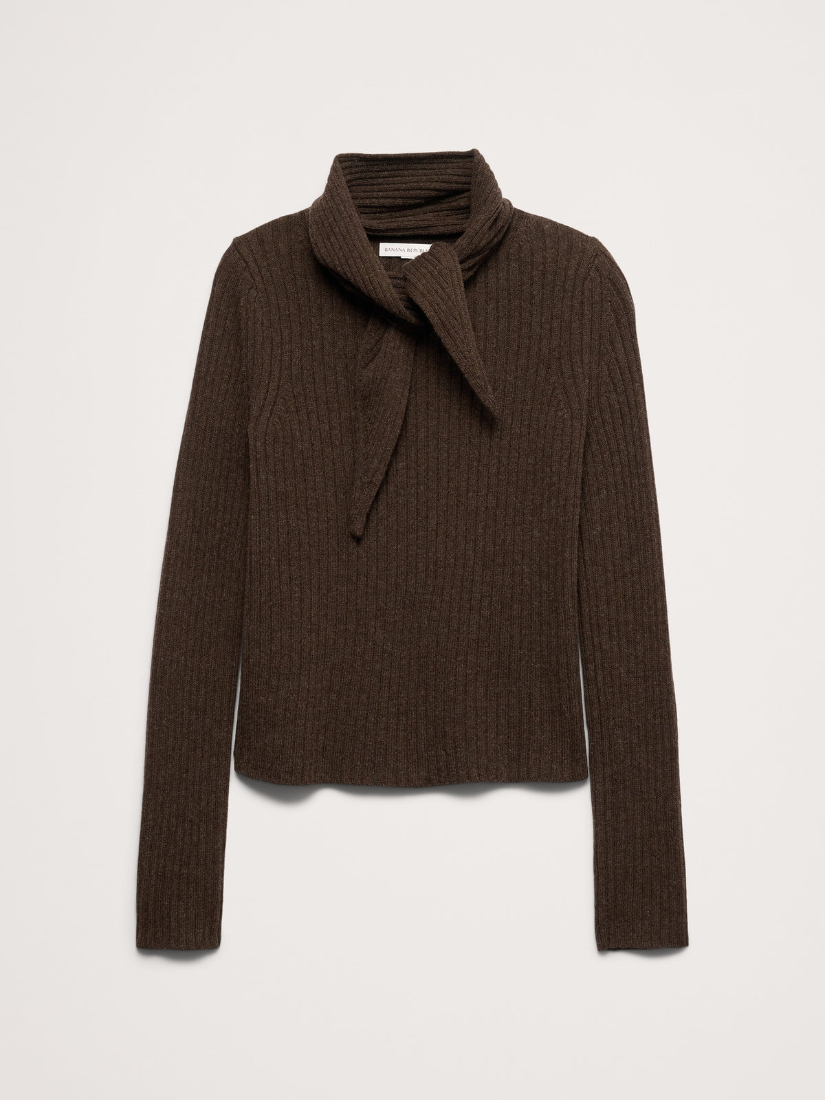 Merino-Cotton Tie-Neck Sweater