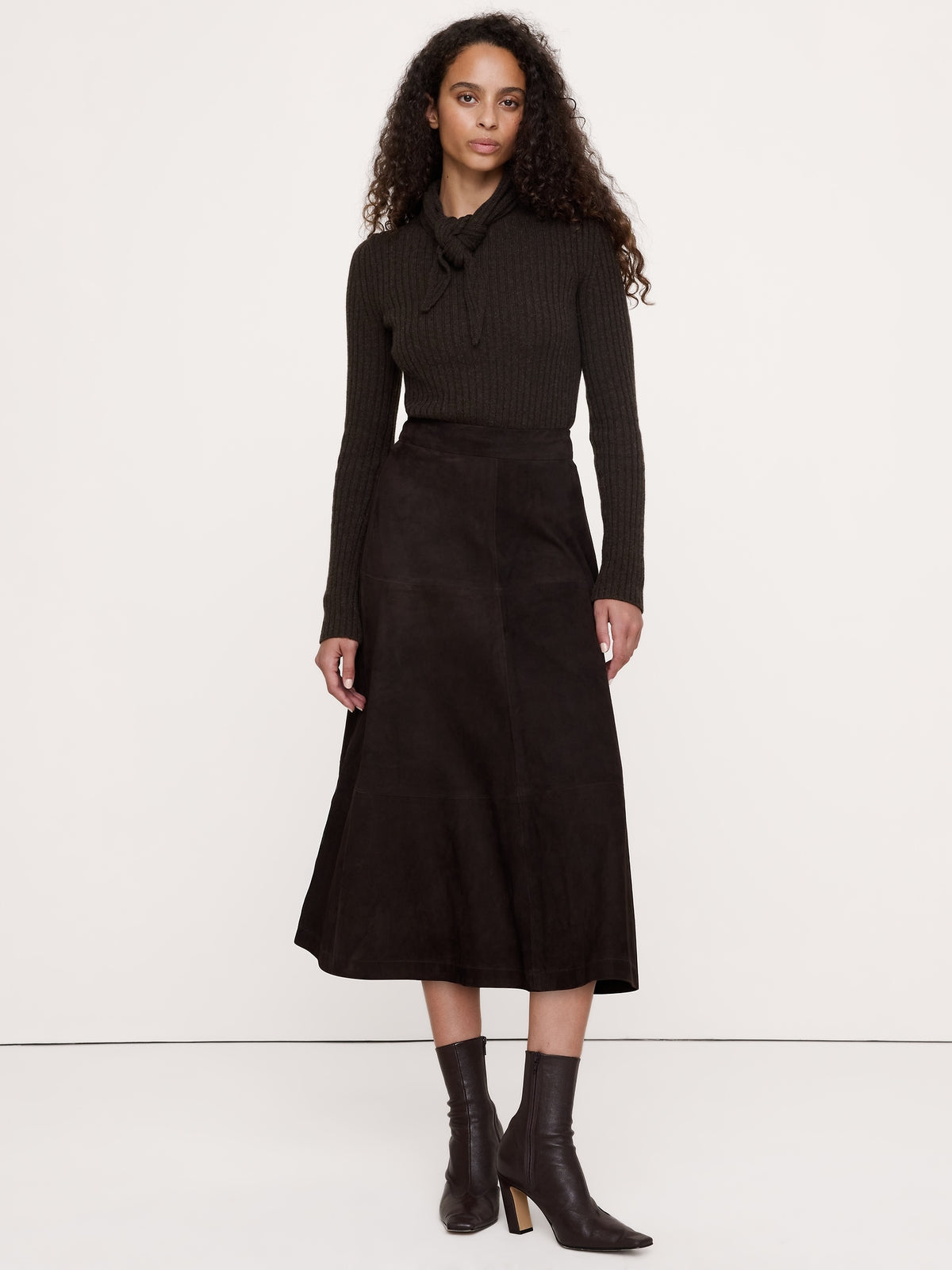 Merino-Cotton Tie-Neck Sweater