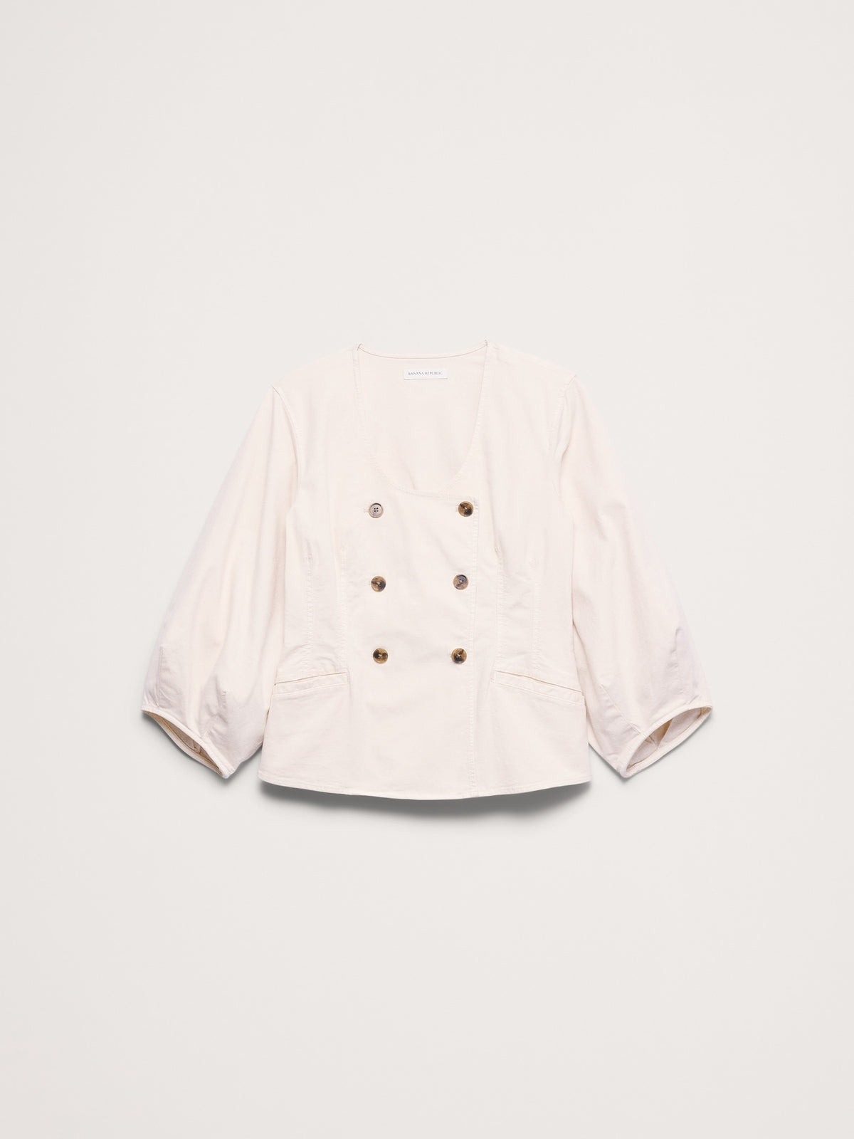 Cotton Canvas Puff-Sleeve Top