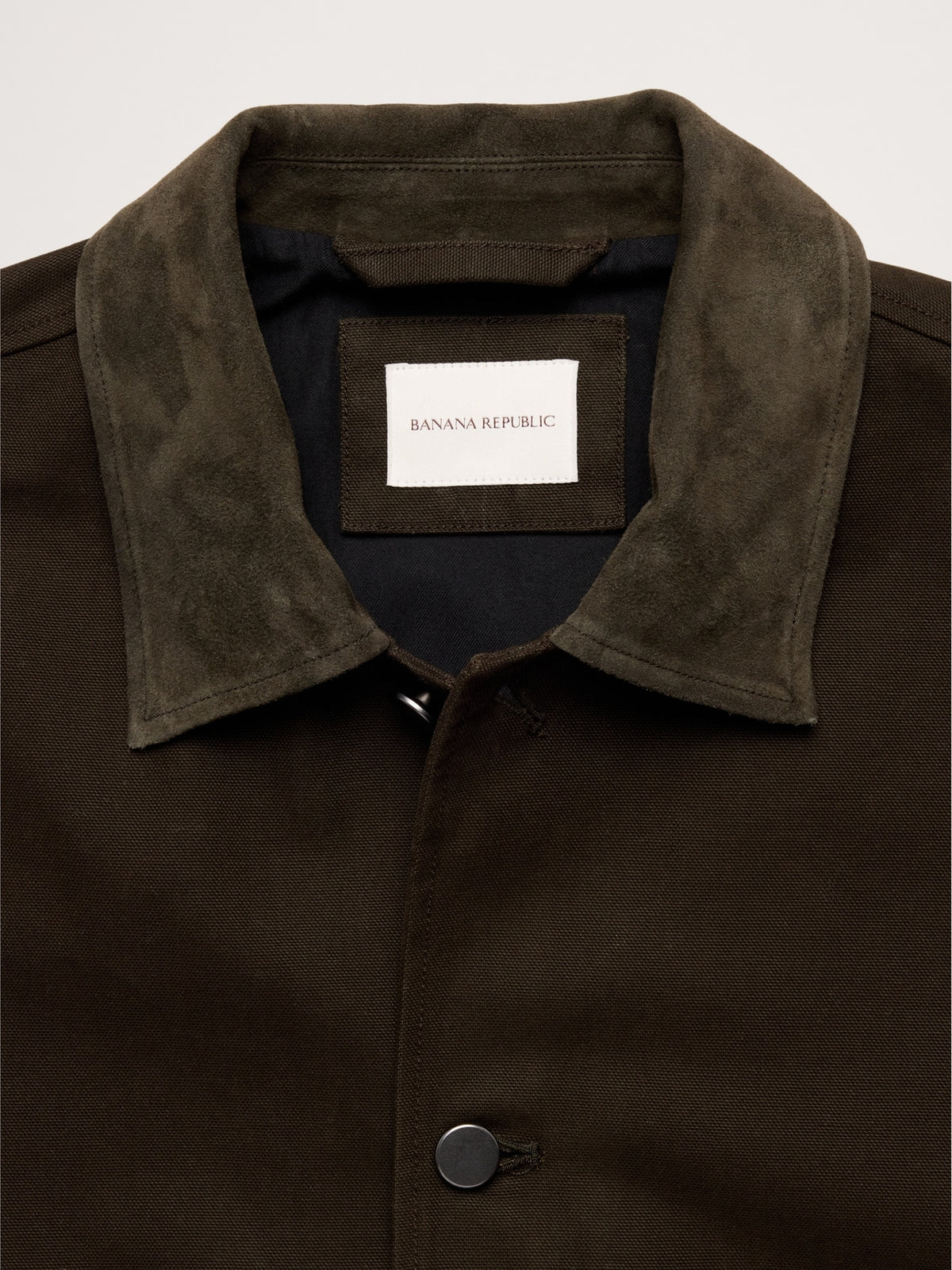Waxed Cotton Twill Utility Jacket with Suede Collar