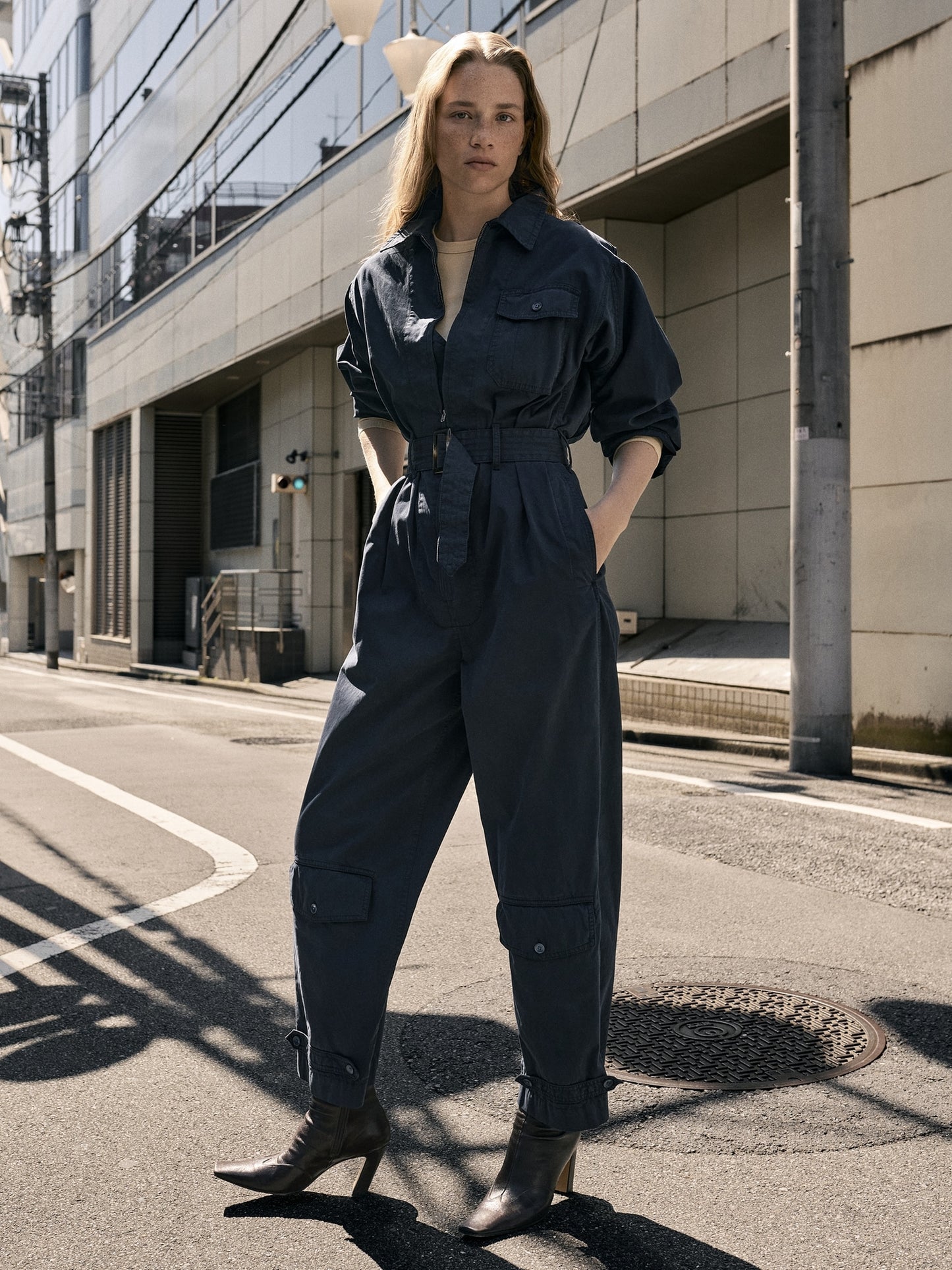 Cotton Twill Zip Jumpsuit