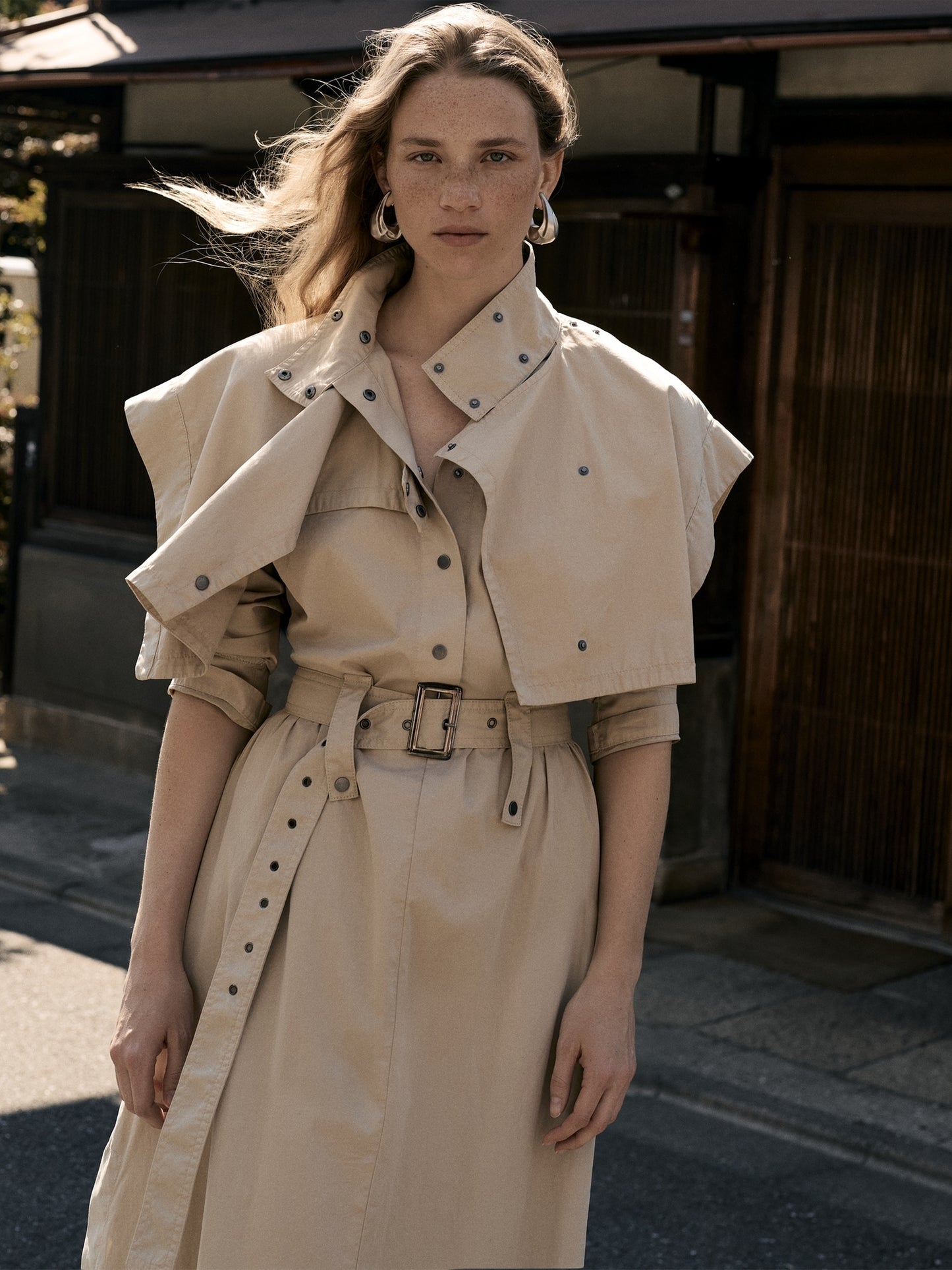 Cotton Twill Utility Trench Dress